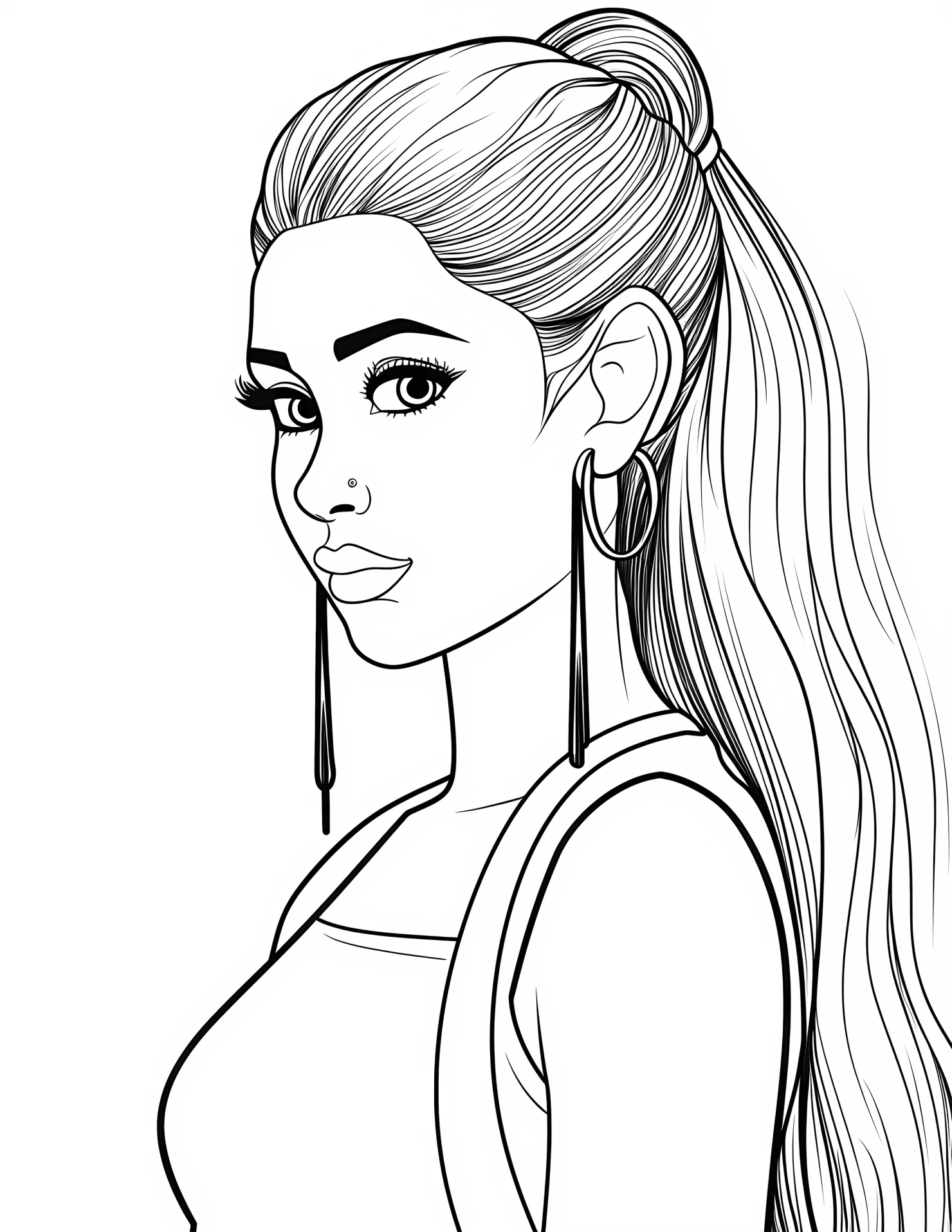 Ariana for kids coloring page on white color background #30548