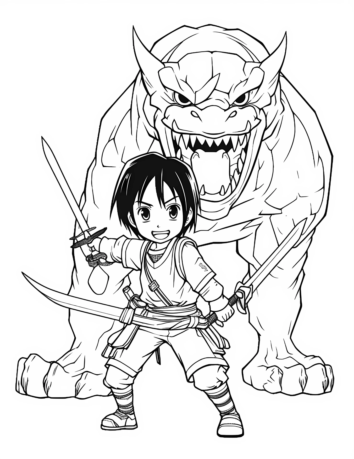 Attack on titan for kids coloring page on white color background #30581