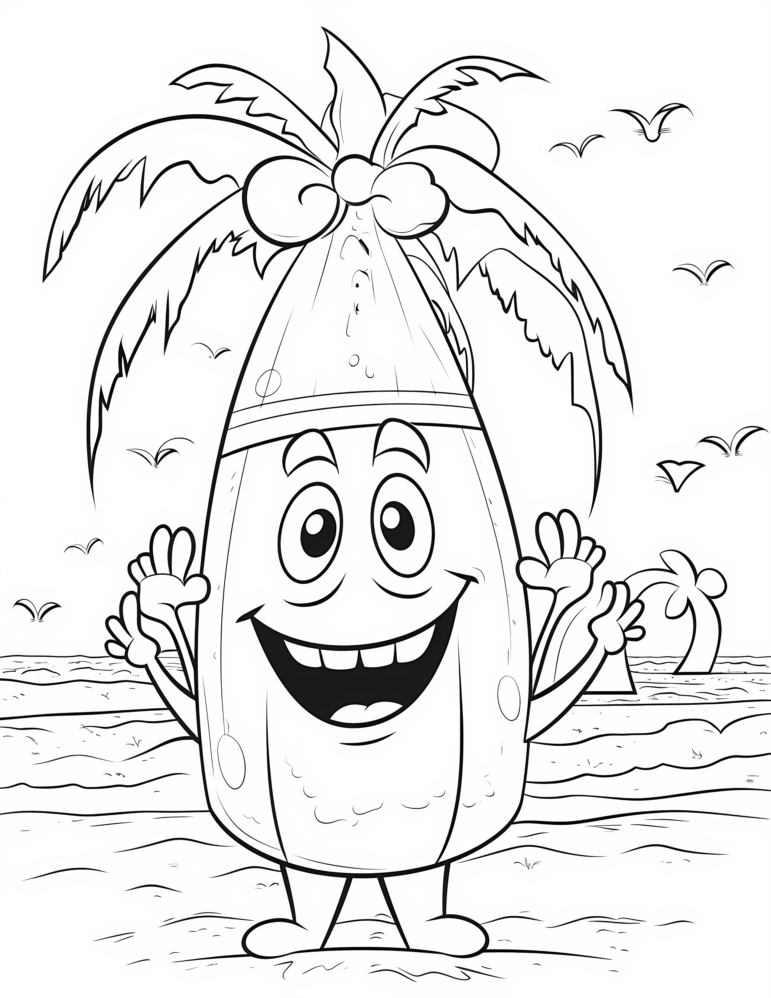 Beach for kids coloring page on white color background #30674