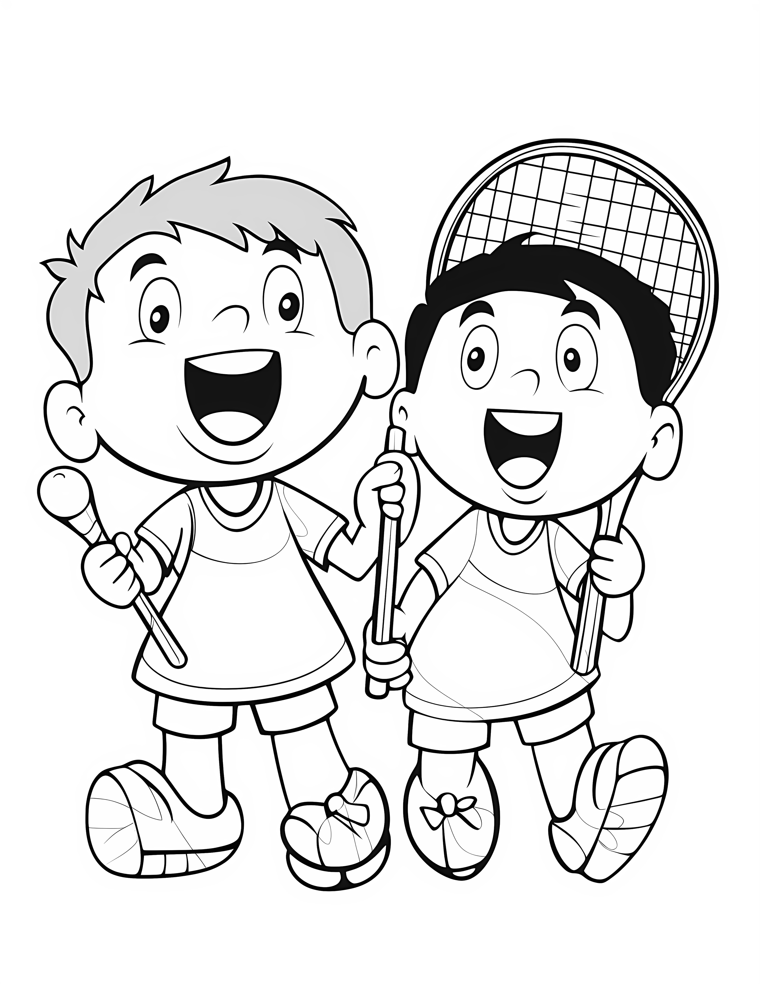 Doubles match for kids coloring page on white color background #31263