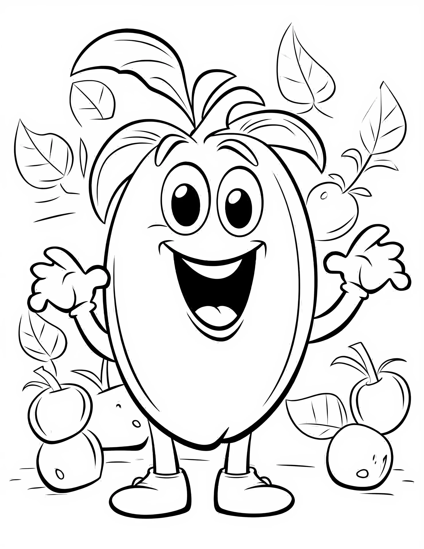 Banana for kids coloring page on white color background #30618