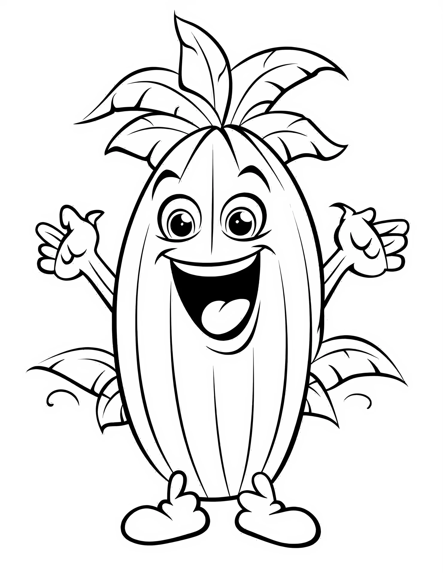 Banana for kids coloring page on white color background #30619