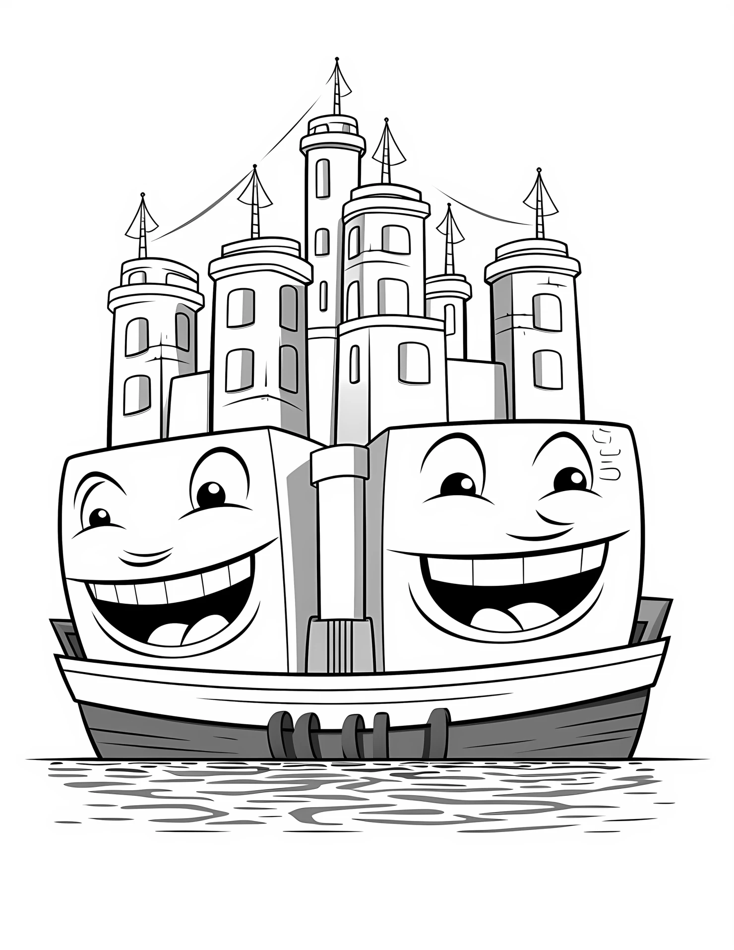 Barges for kids coloring page on white color background #30629