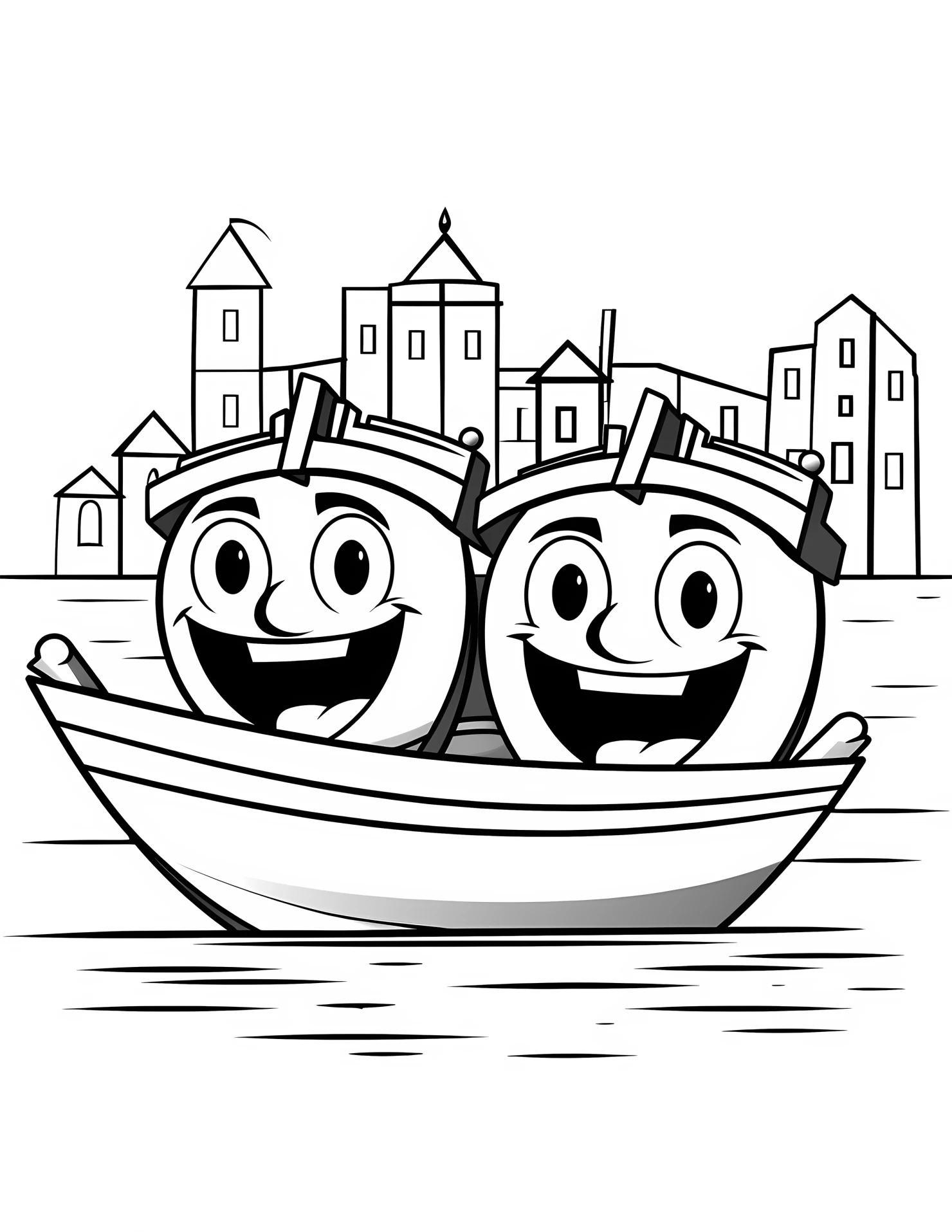 Barges for kids coloring page on white color background #30631