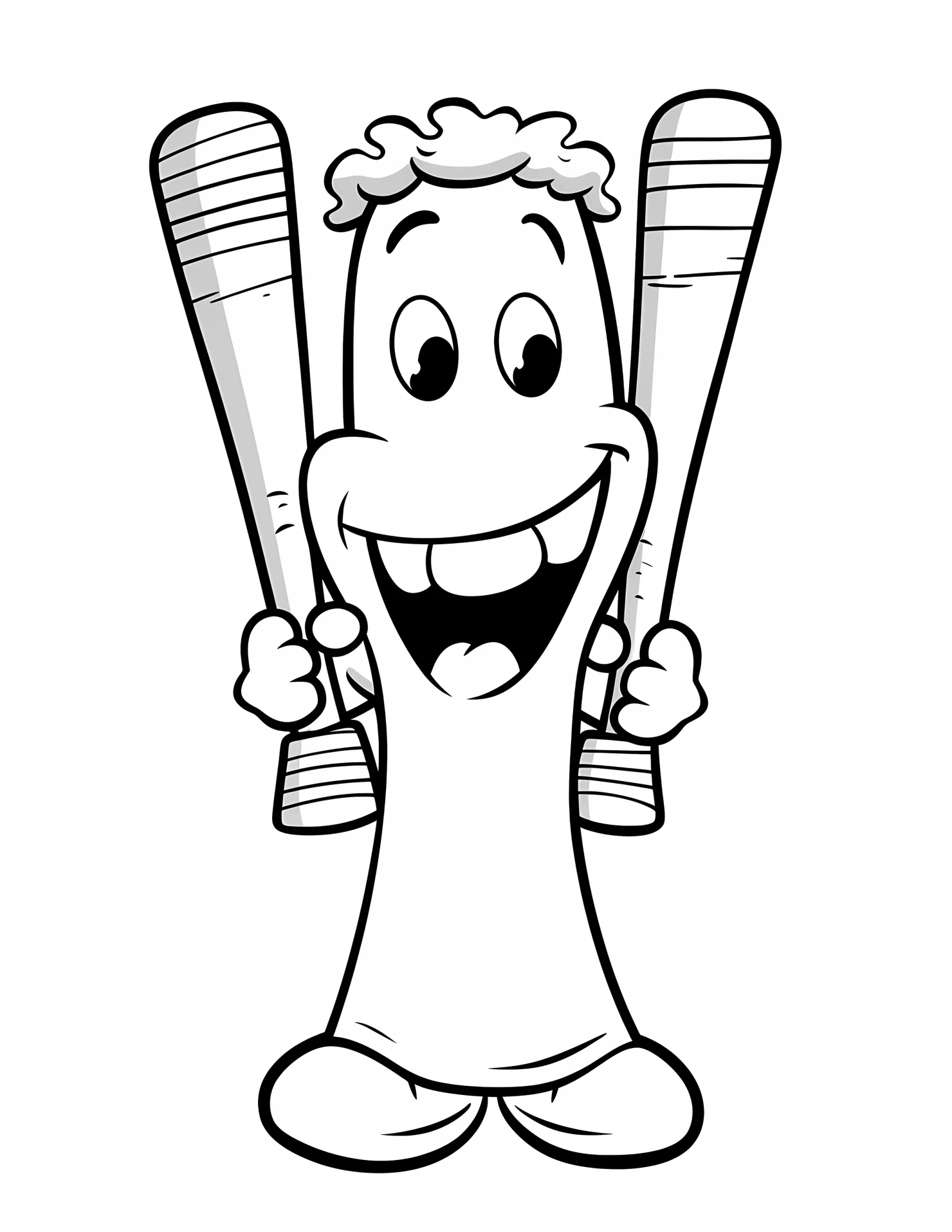 Baseball bat for kids coloring page on white color background #30640