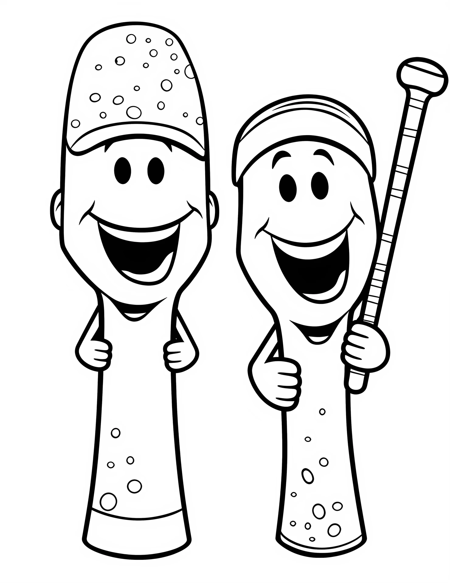Baseball bat for kids coloring page on white color background #30641