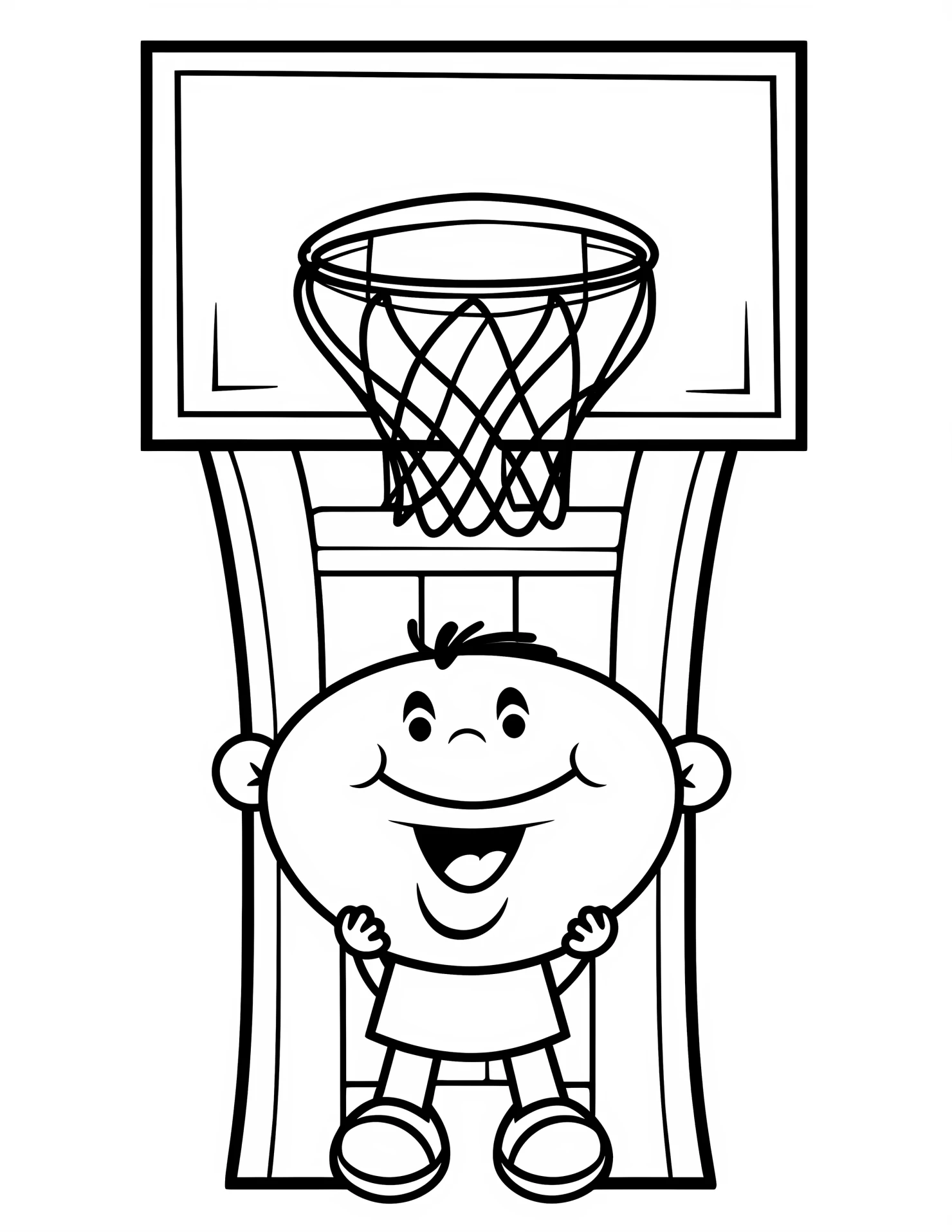 Basketball hoop for kids coloring page on white color background #30652