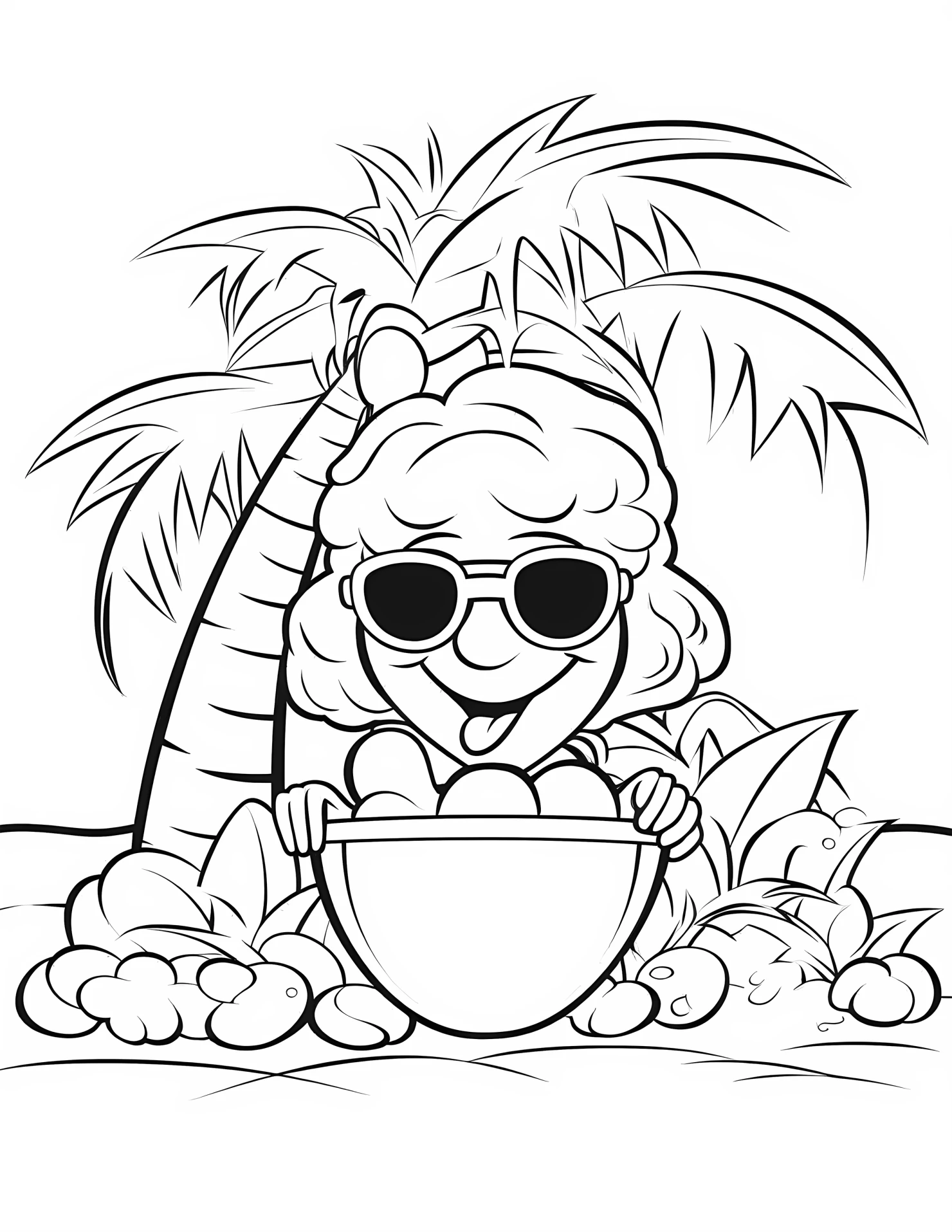 Beach for kids coloring page on white color background #30672