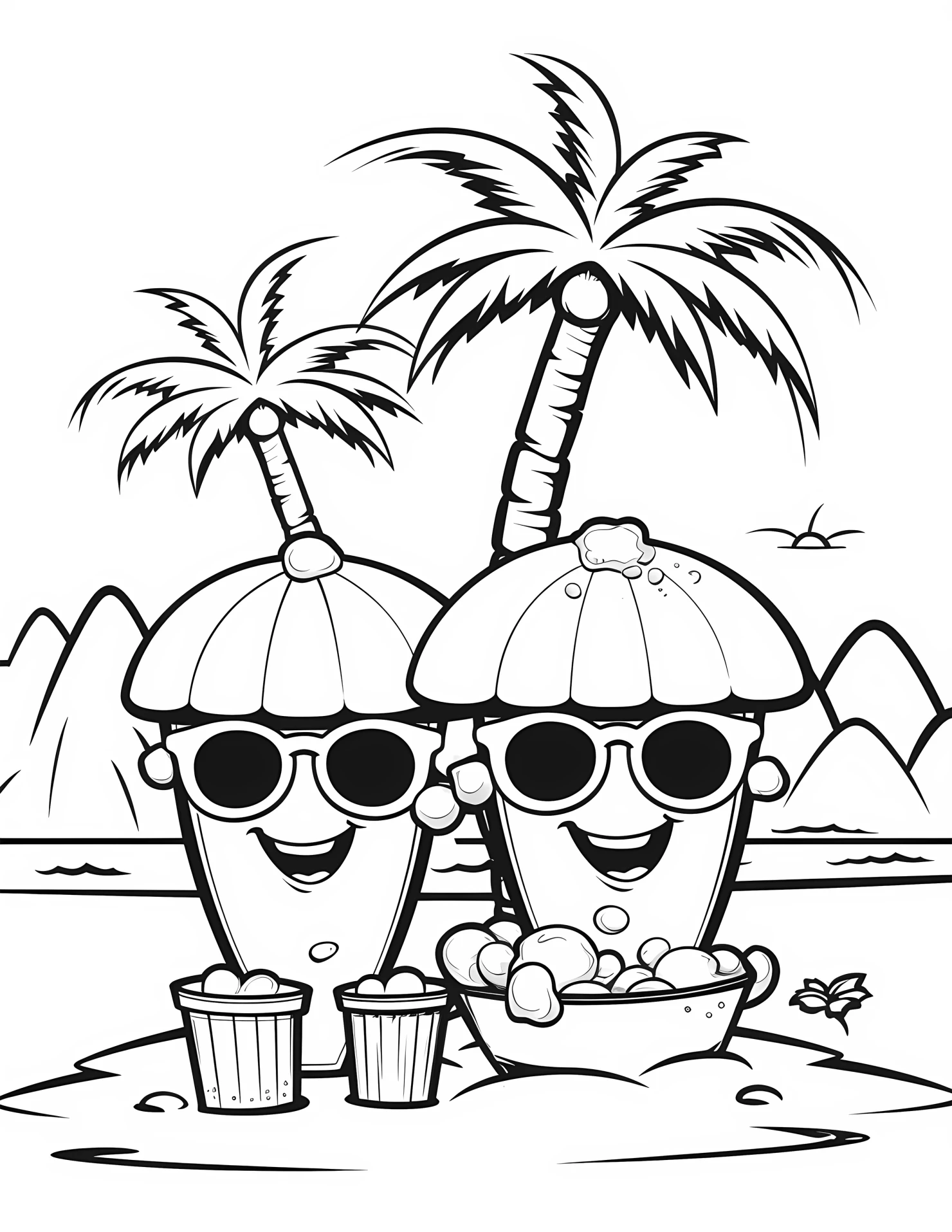 Beach for kids coloring page on white color background #30675