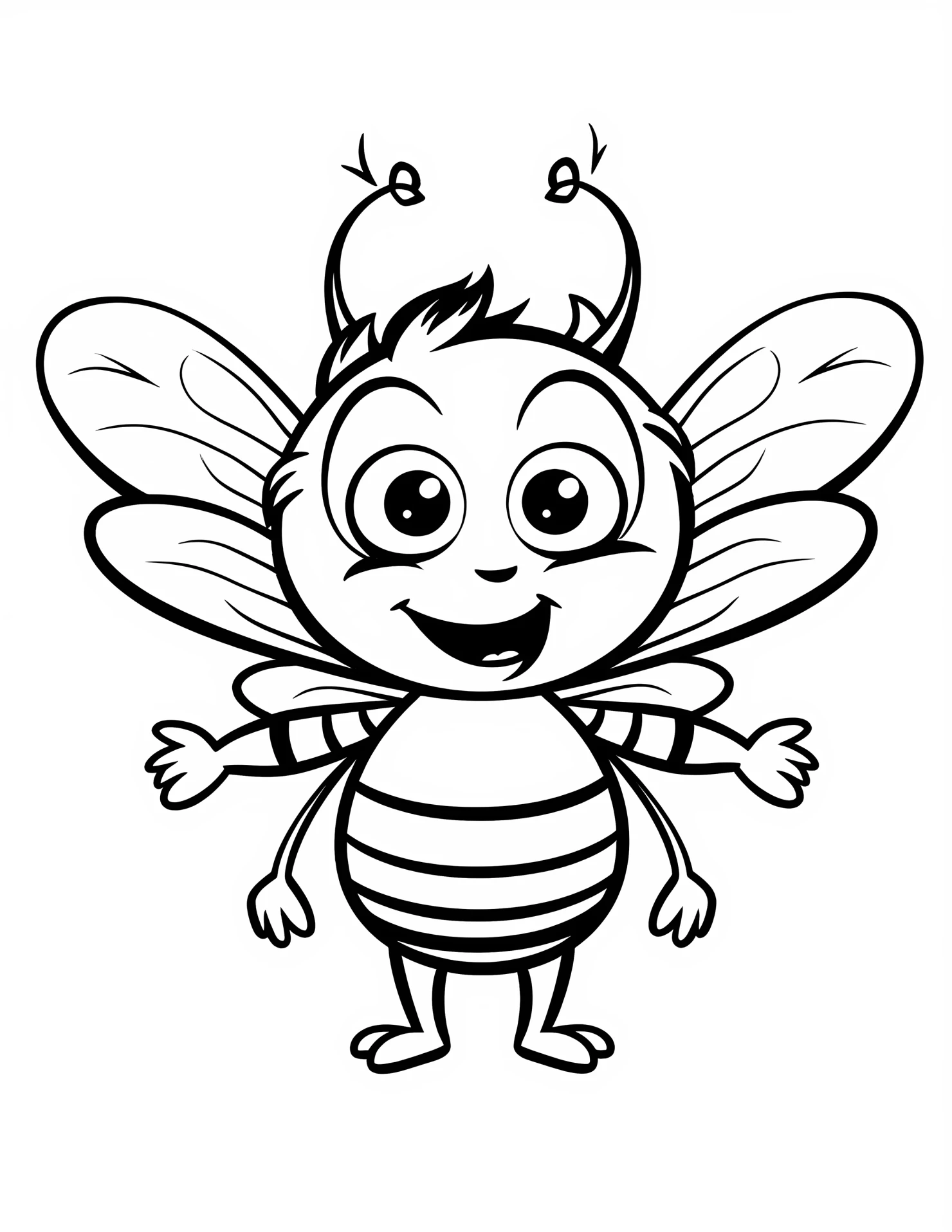 Bee for kids coloring page on white color background #30689