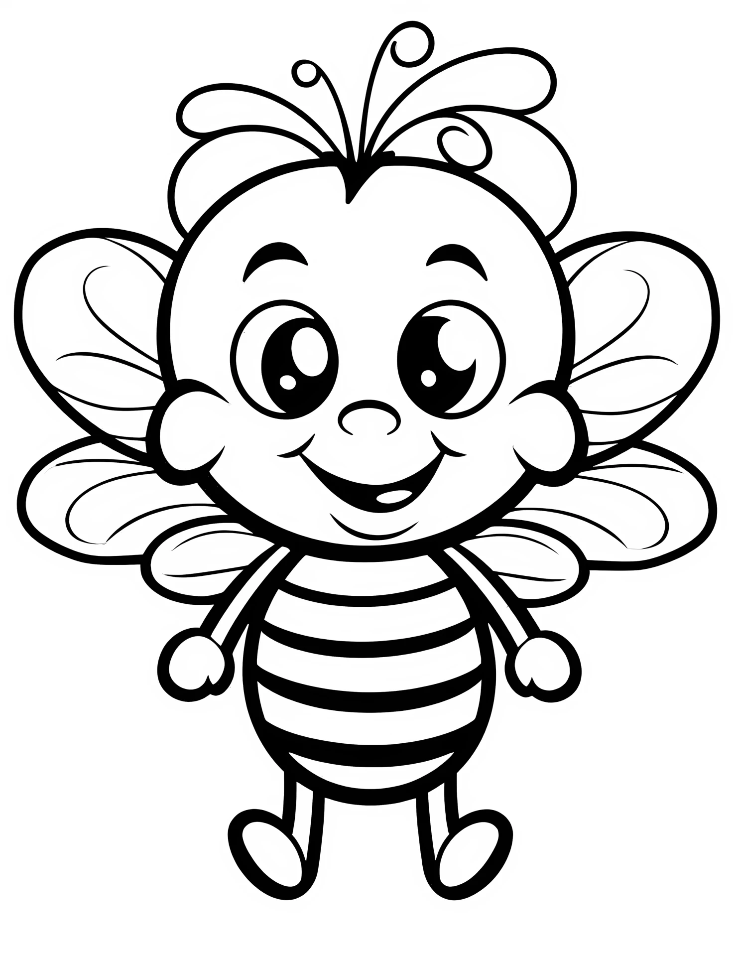 Bee for kids coloring page on white color background #30691