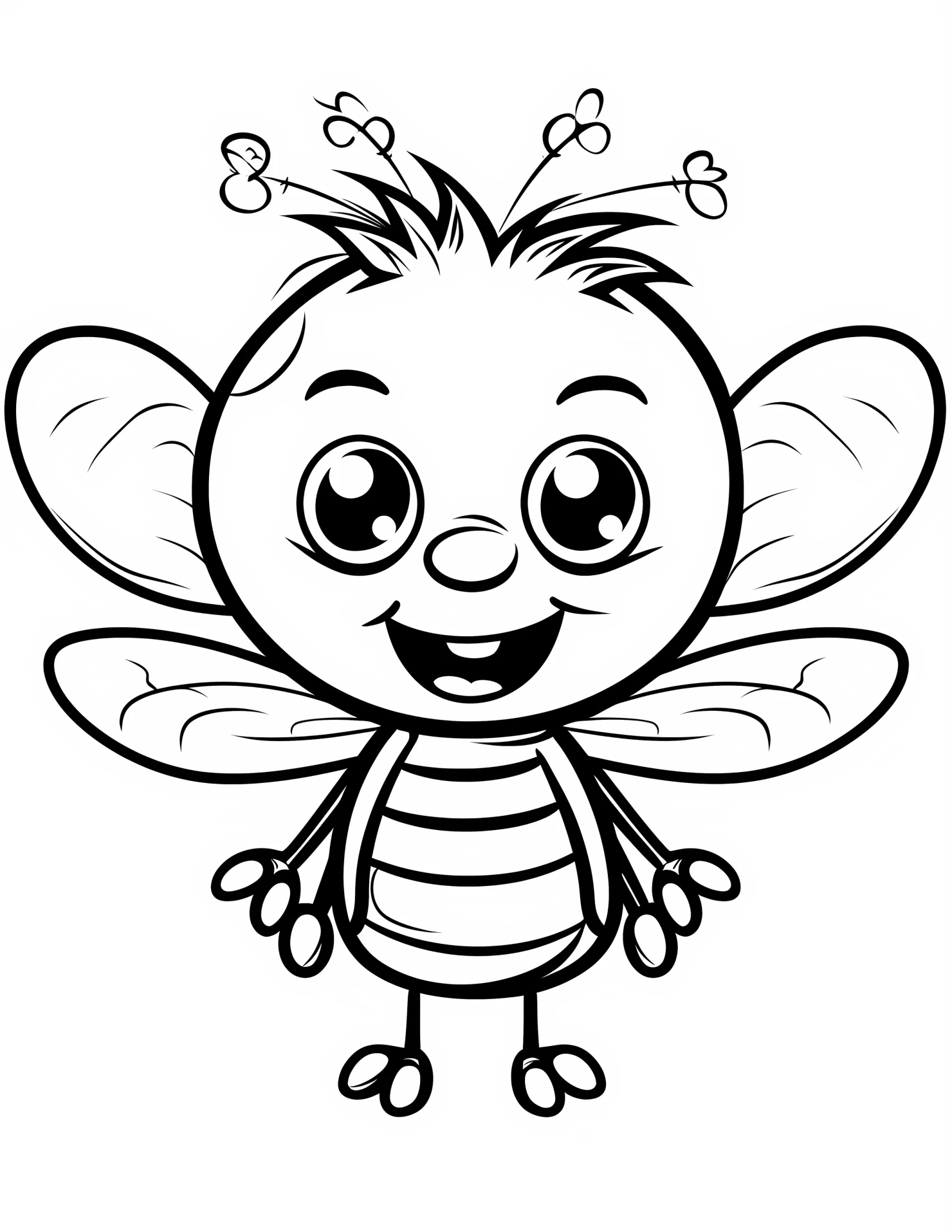 Bee for kids coloring page on white color background #30692