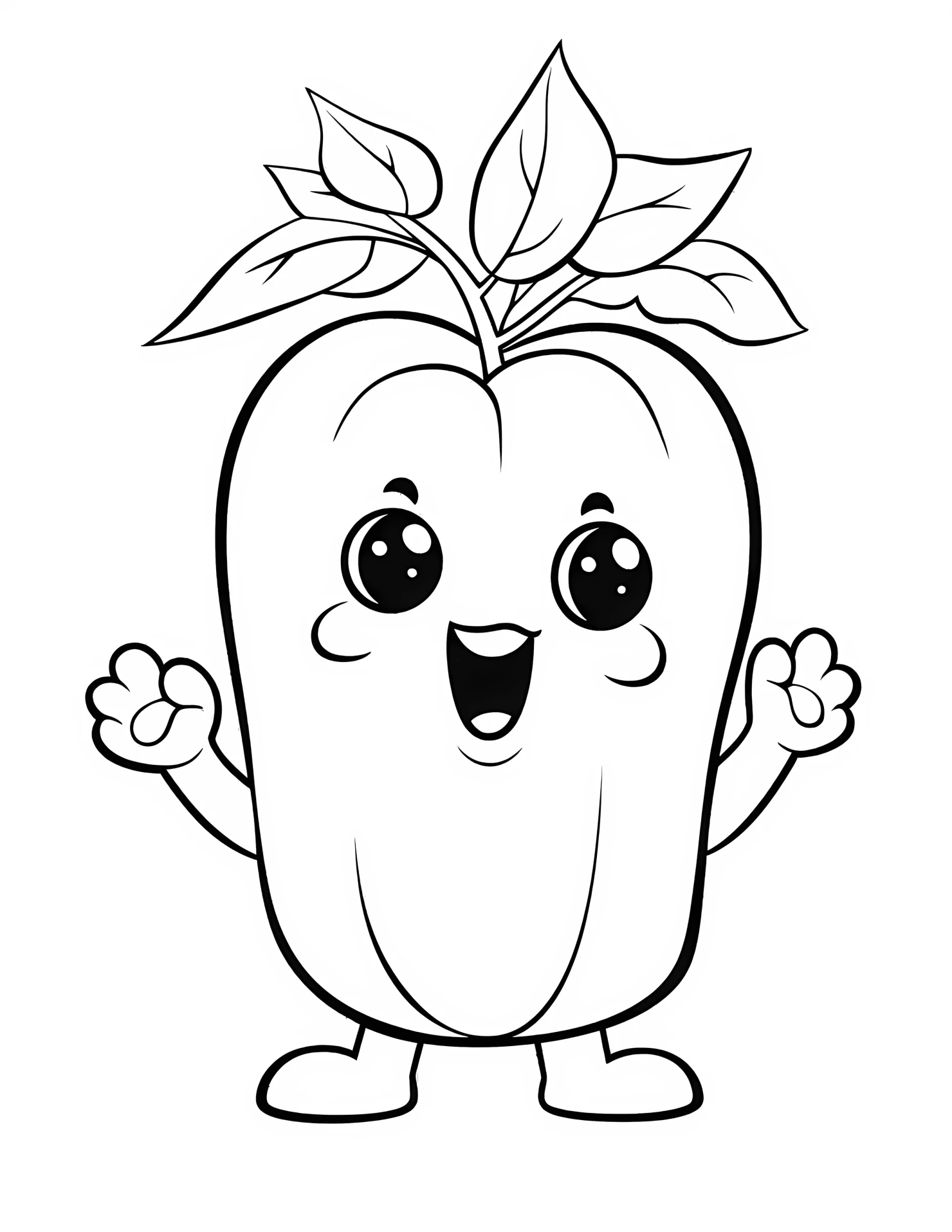 Bell pepper for kids coloring page on white color background #30699