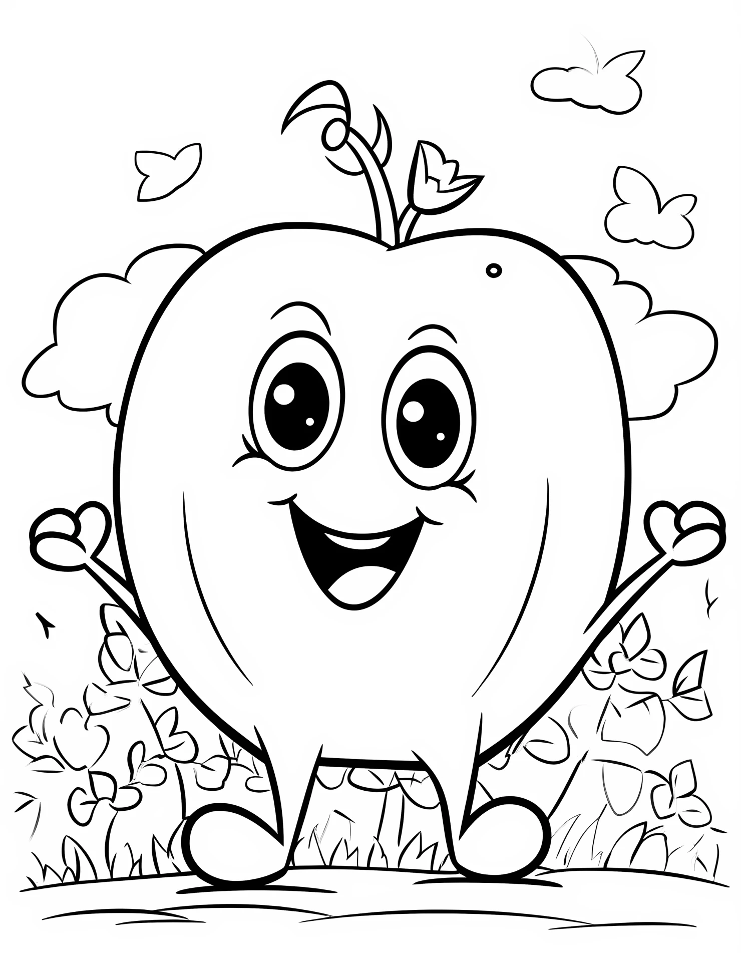 Bell pepper for kids coloring page on white color background #30701