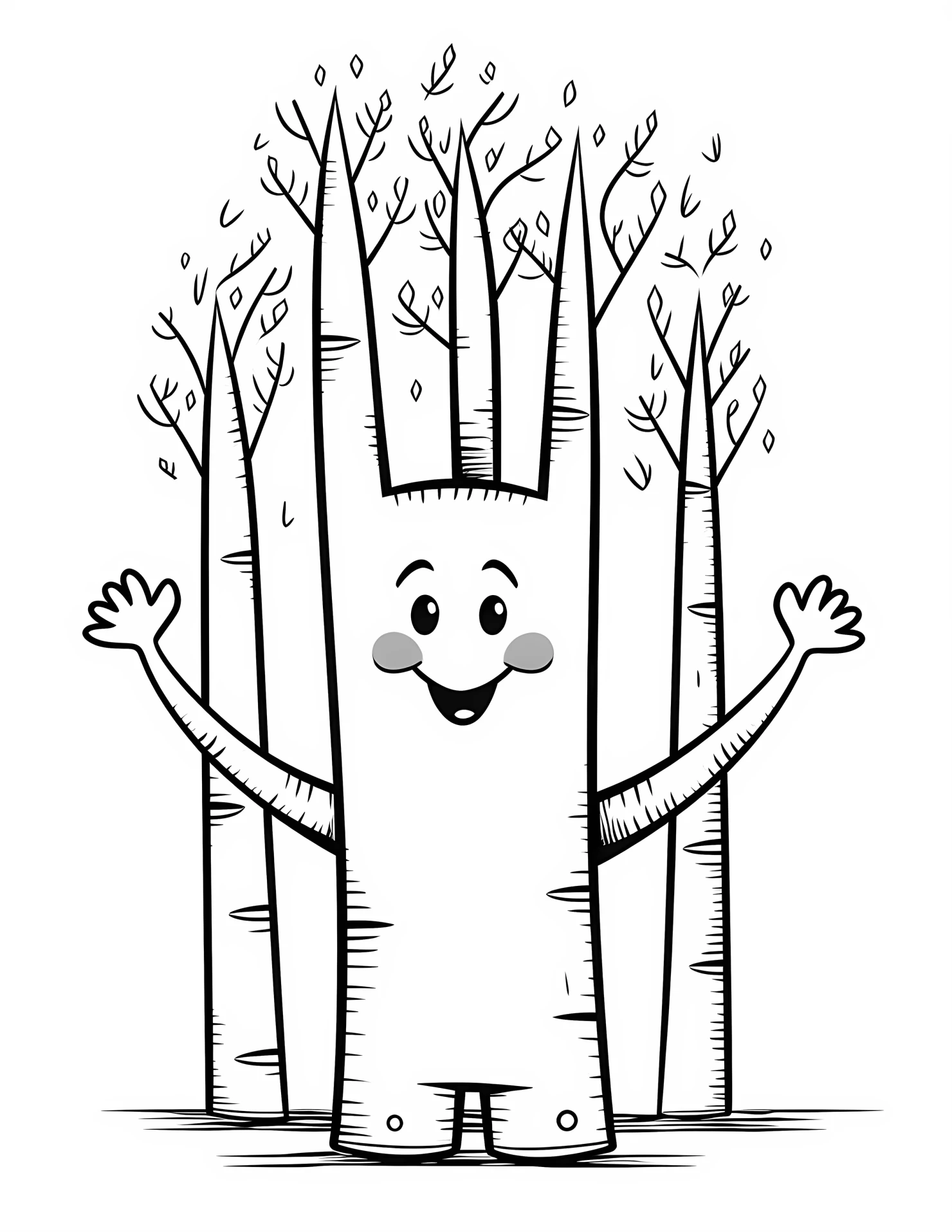 Birch tree for kids coloring page on white color background #30710
