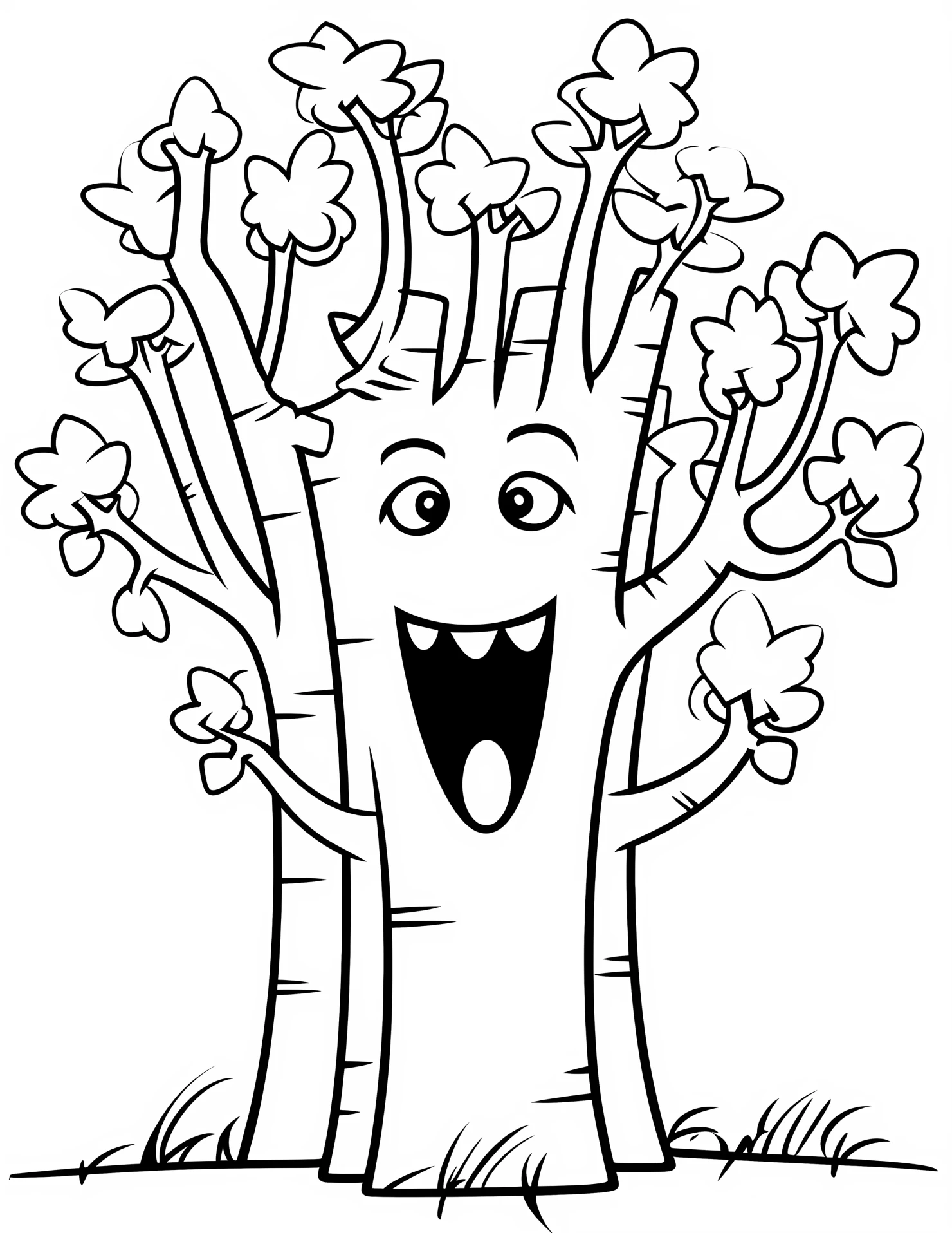 Birch tree for kids coloring page on white color background #30711