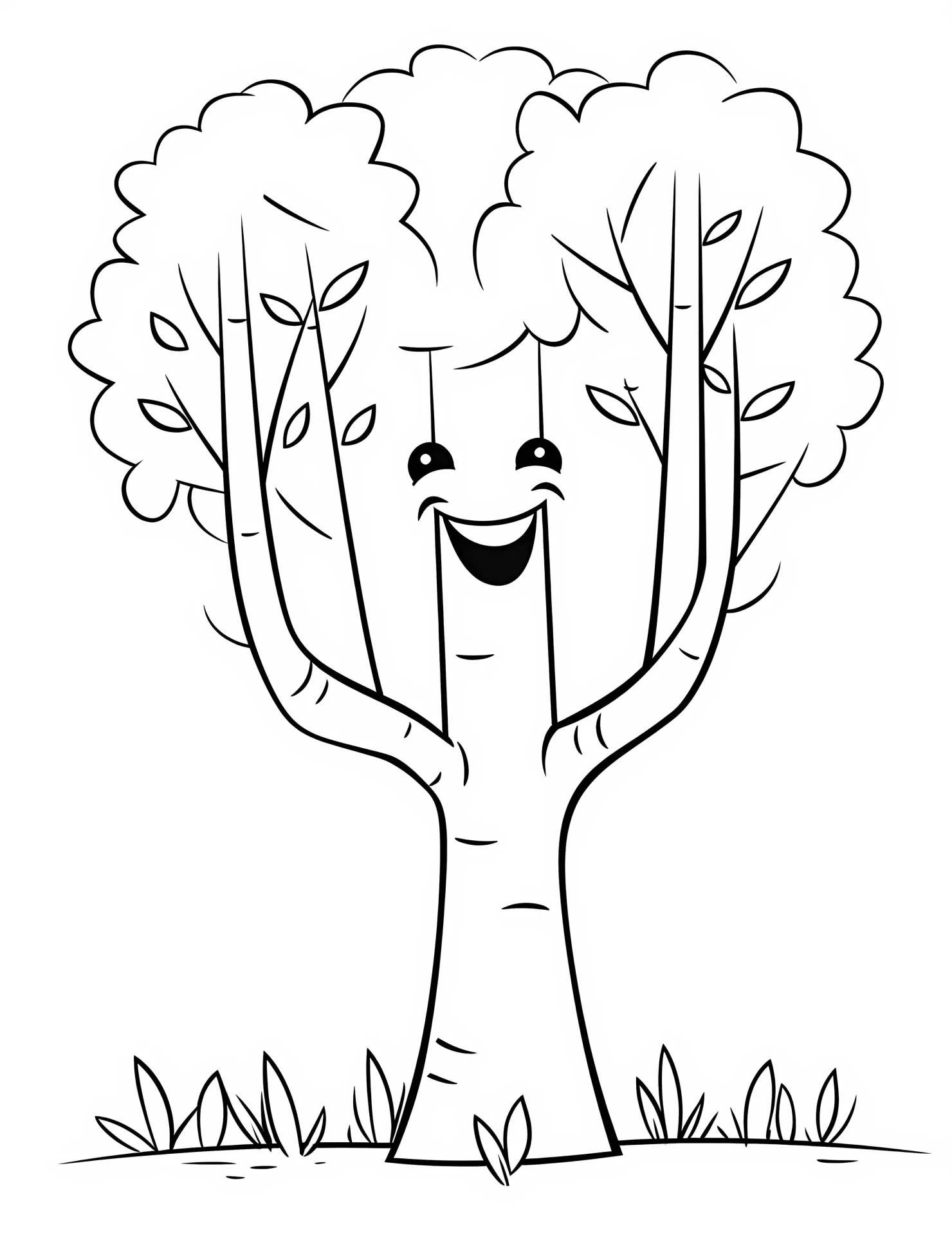 Birch tree for kids coloring page on white color background #30713