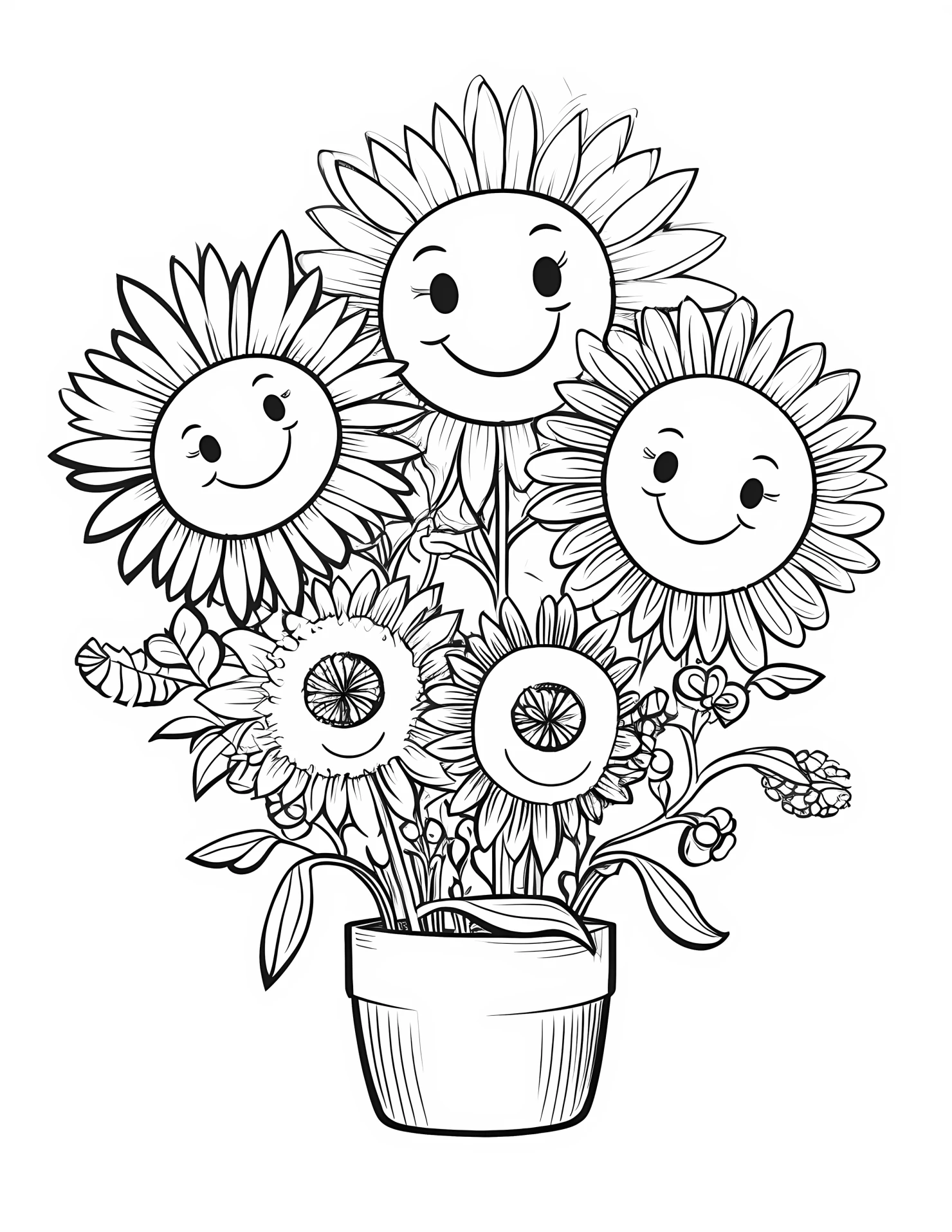 Blooming flower for kids coloring page on white color background #30737