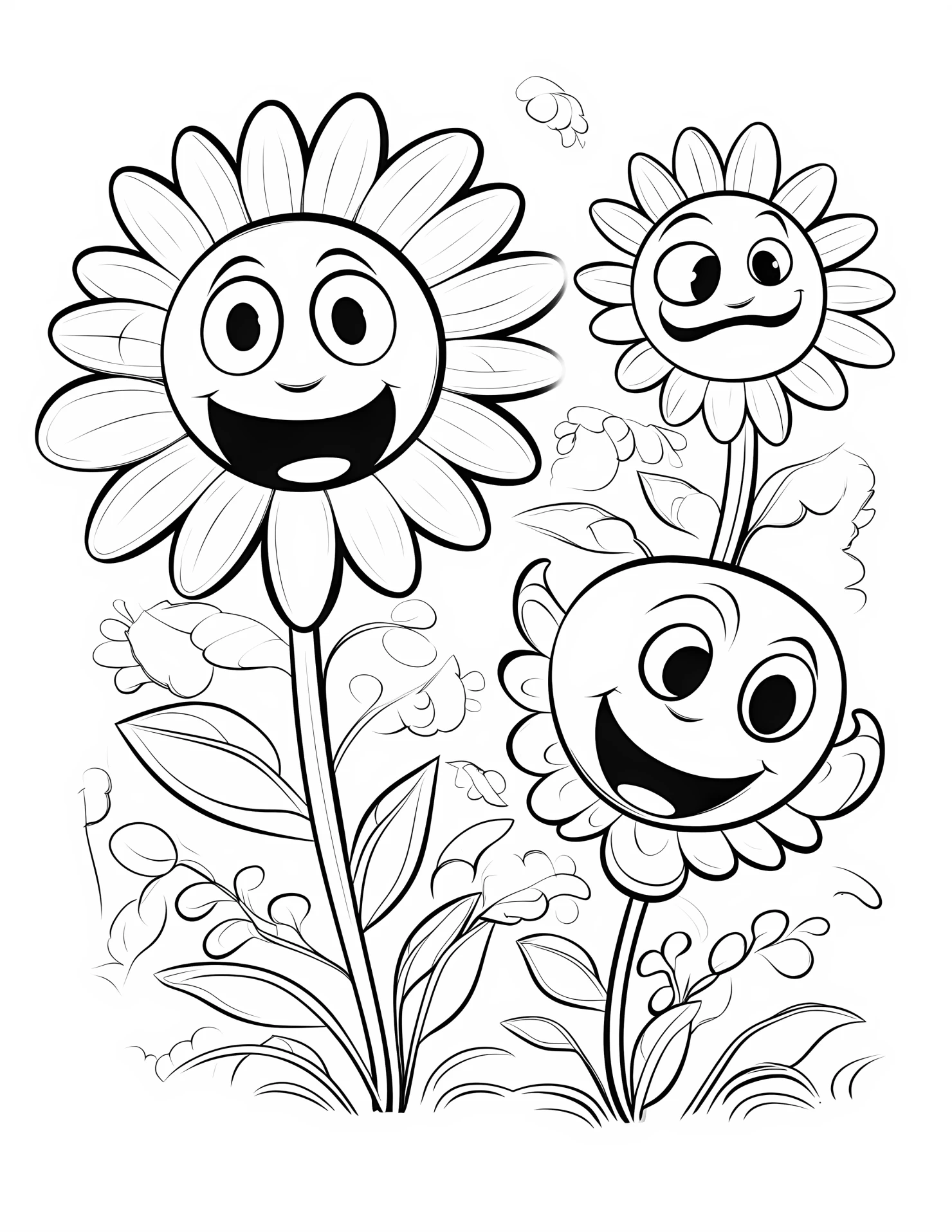 Blooming flower for kids coloring page on white color background #30739