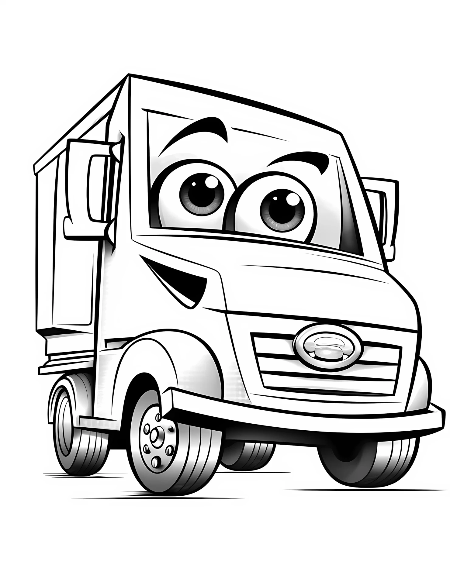 Box truck for kids coloring page on white color background #30764
