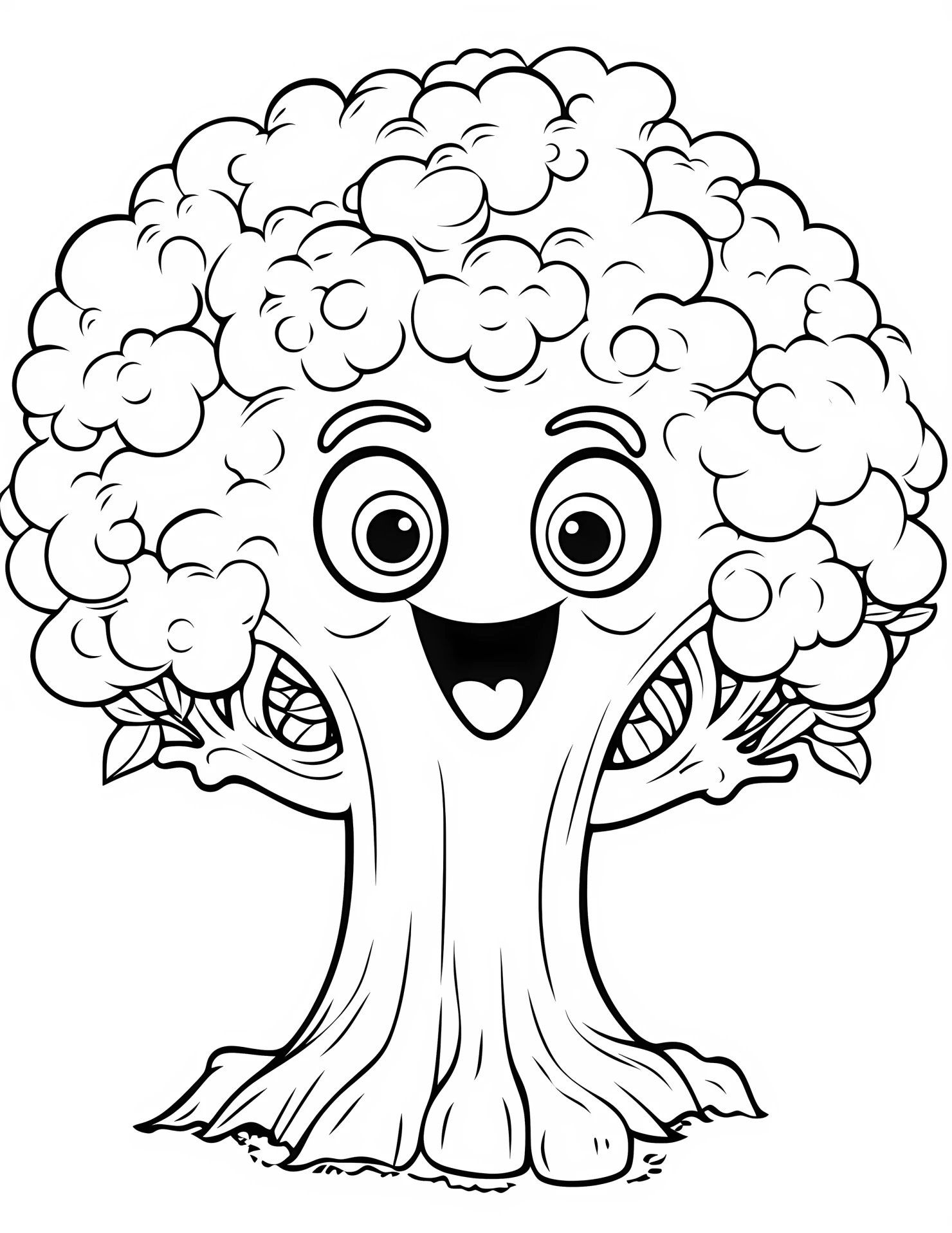 Broccoli for kids coloring page on white color background #30781