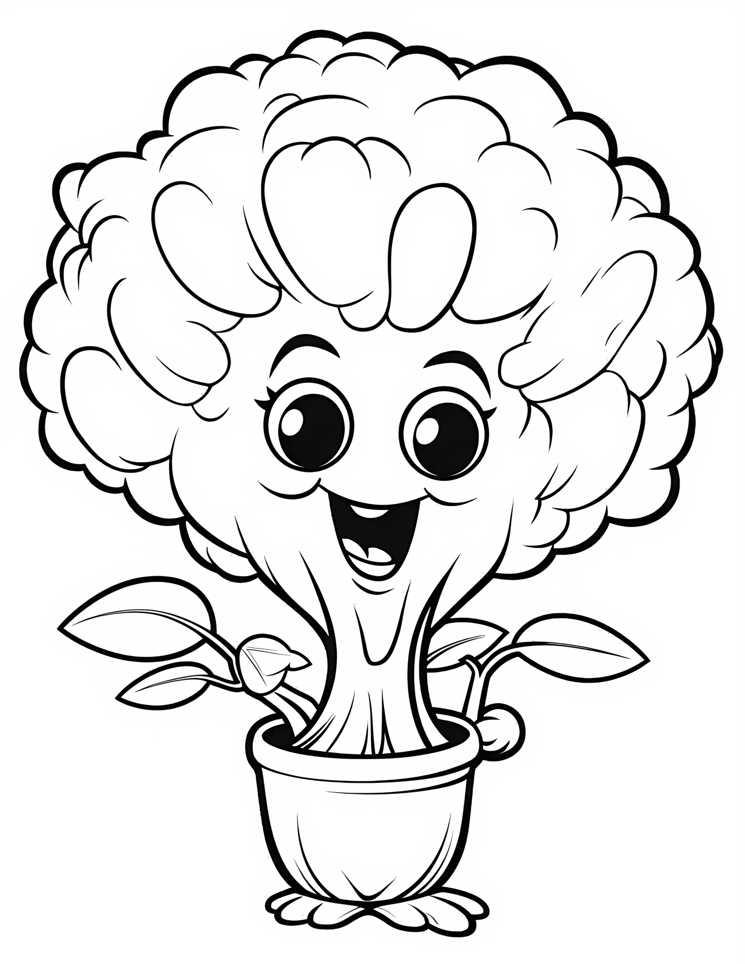Broccoli for kids coloring page on white color background #30784