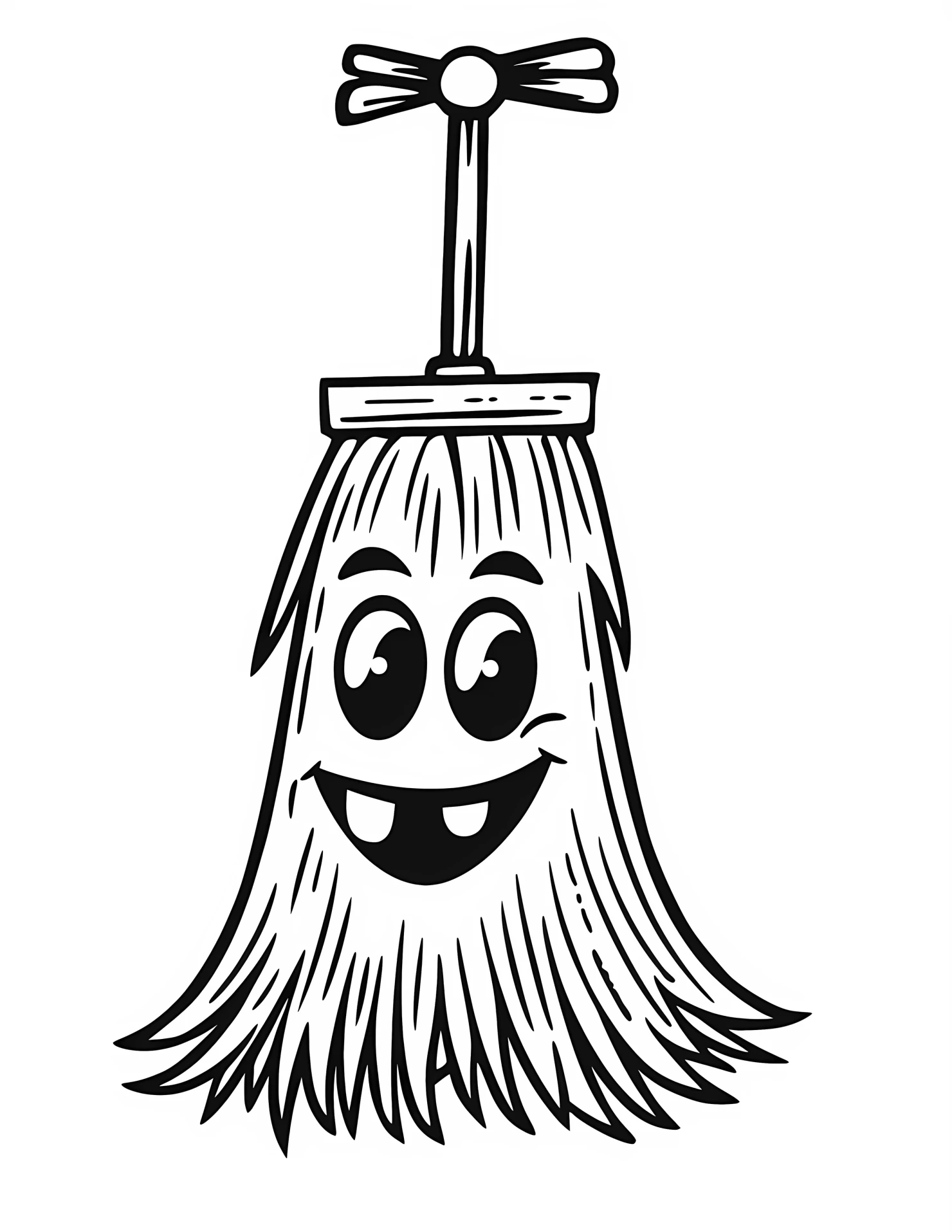 Broom for kids coloring page on white color background #30790