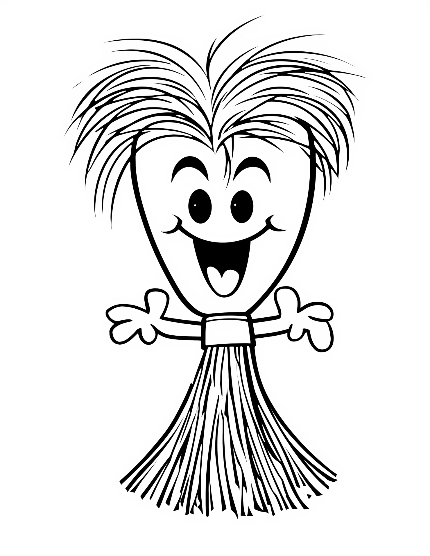 Broom for kids coloring page on white color background #30791