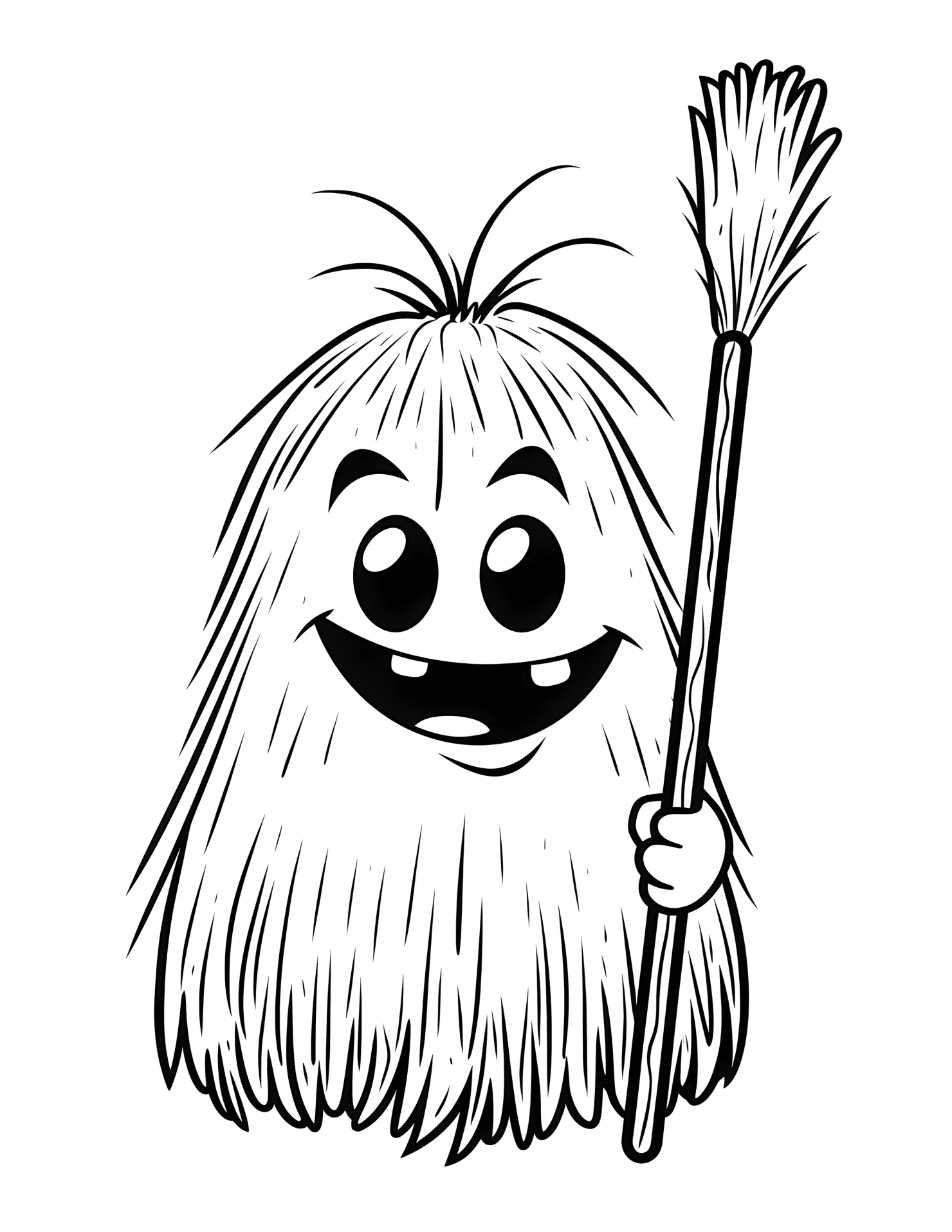 Broomstick for kids coloring page on white color background #30795