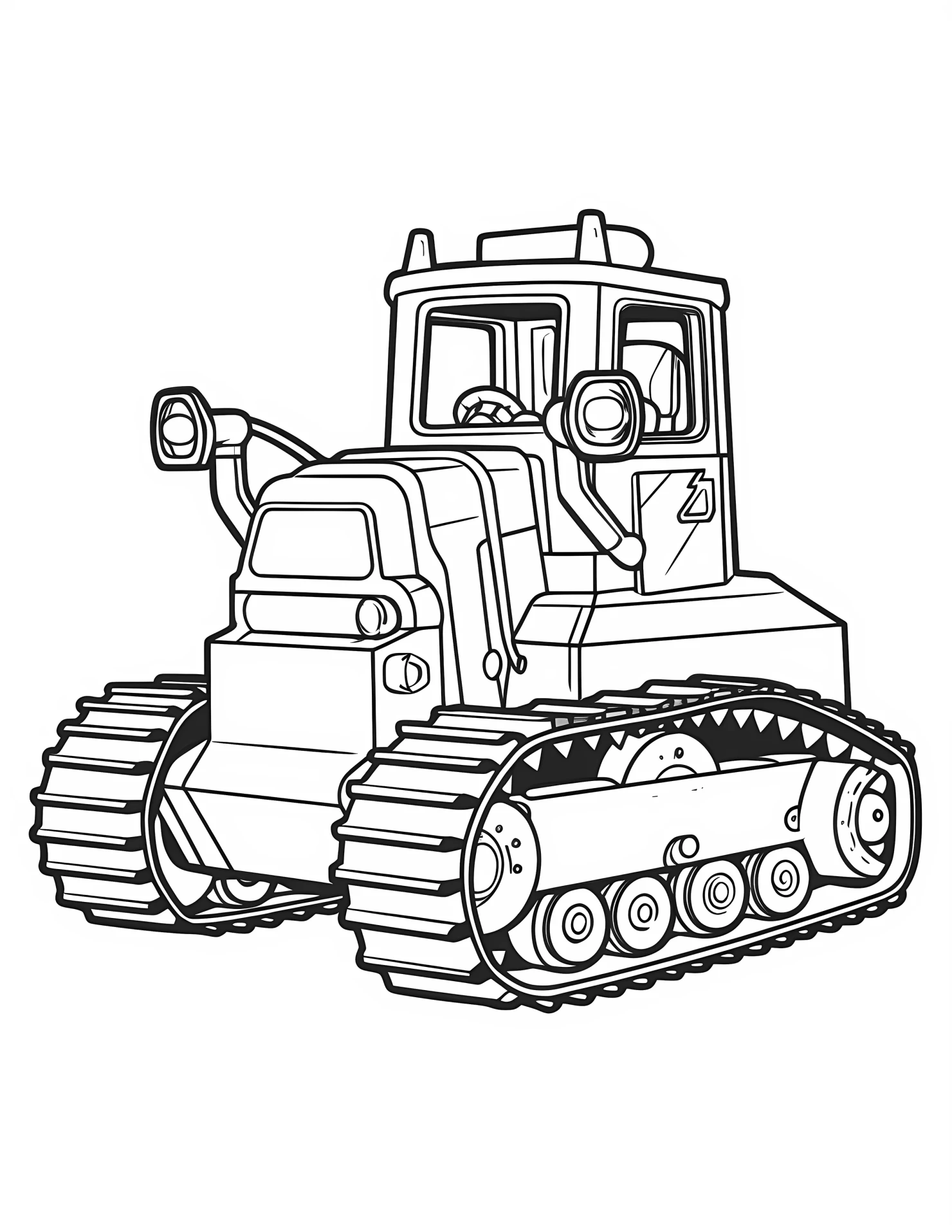 Bulldozer for kids coloring page on white color background #30801