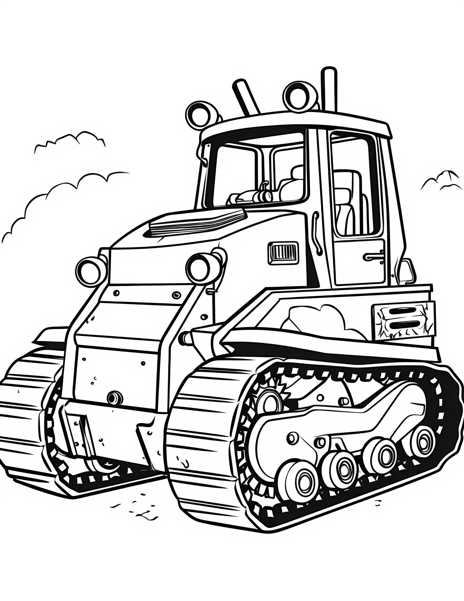 Bulldozer for kids coloring page on white color background #30802