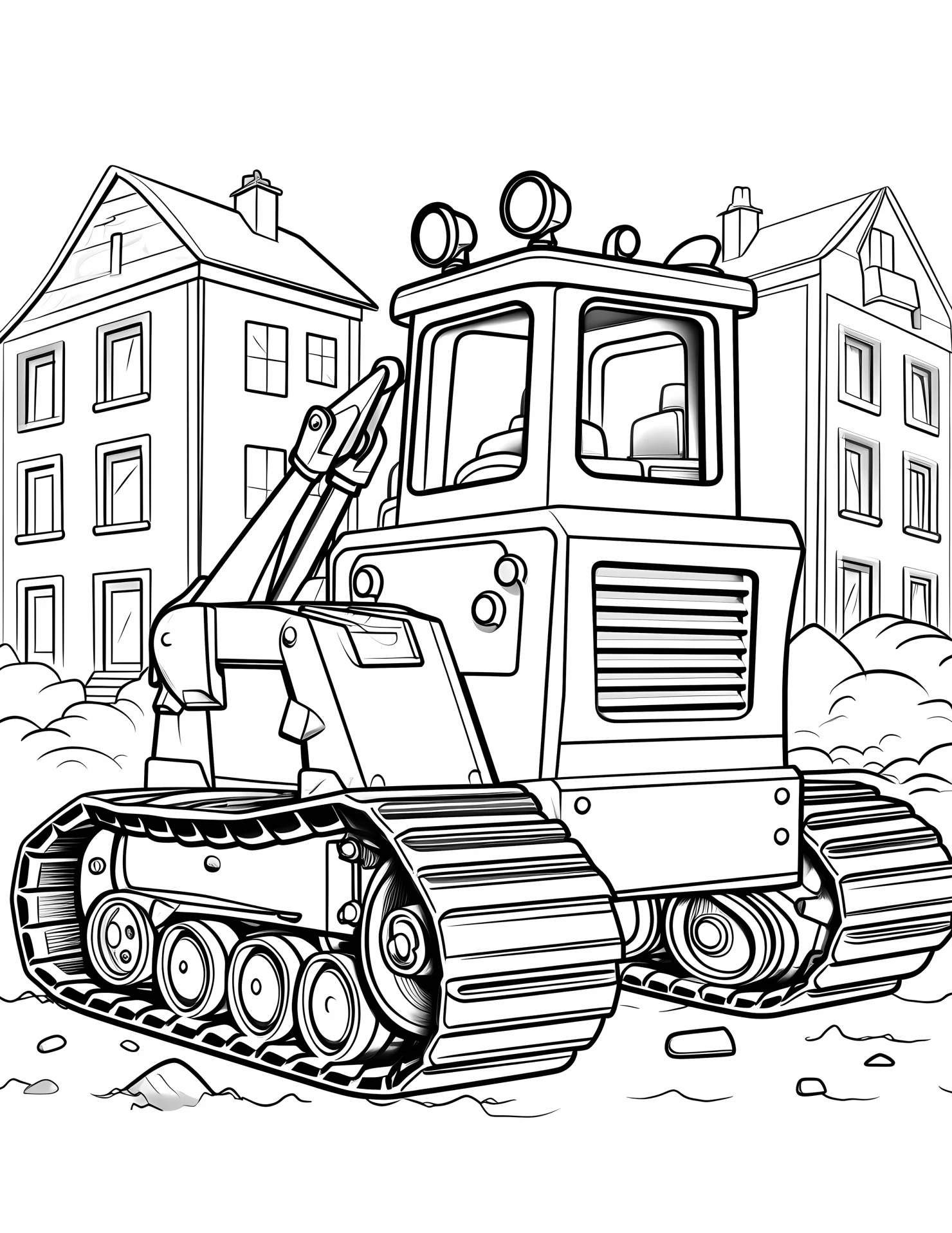 Bulldozer for kids coloring page on white color background #30803