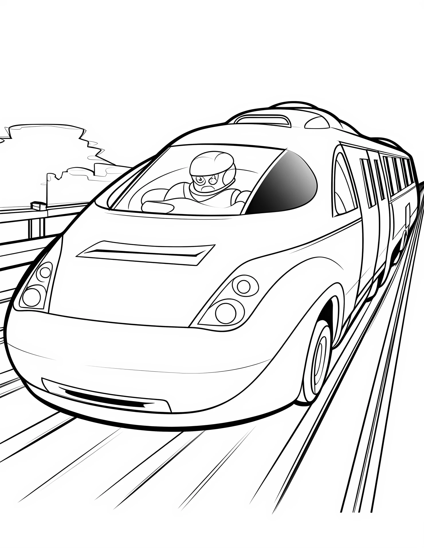 Bullet train for kids coloring page on white color background #30806