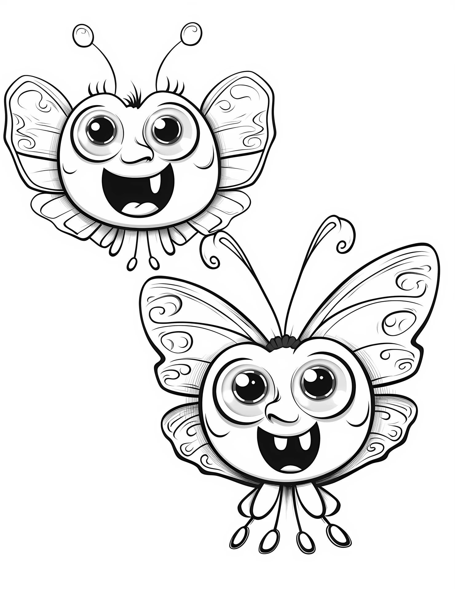 Butterflies for kids coloring page on white color background #30824