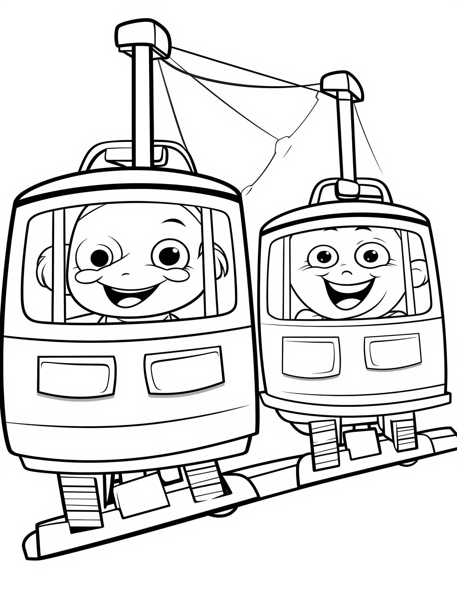 cable cars for kids coloring page on white color background #30836