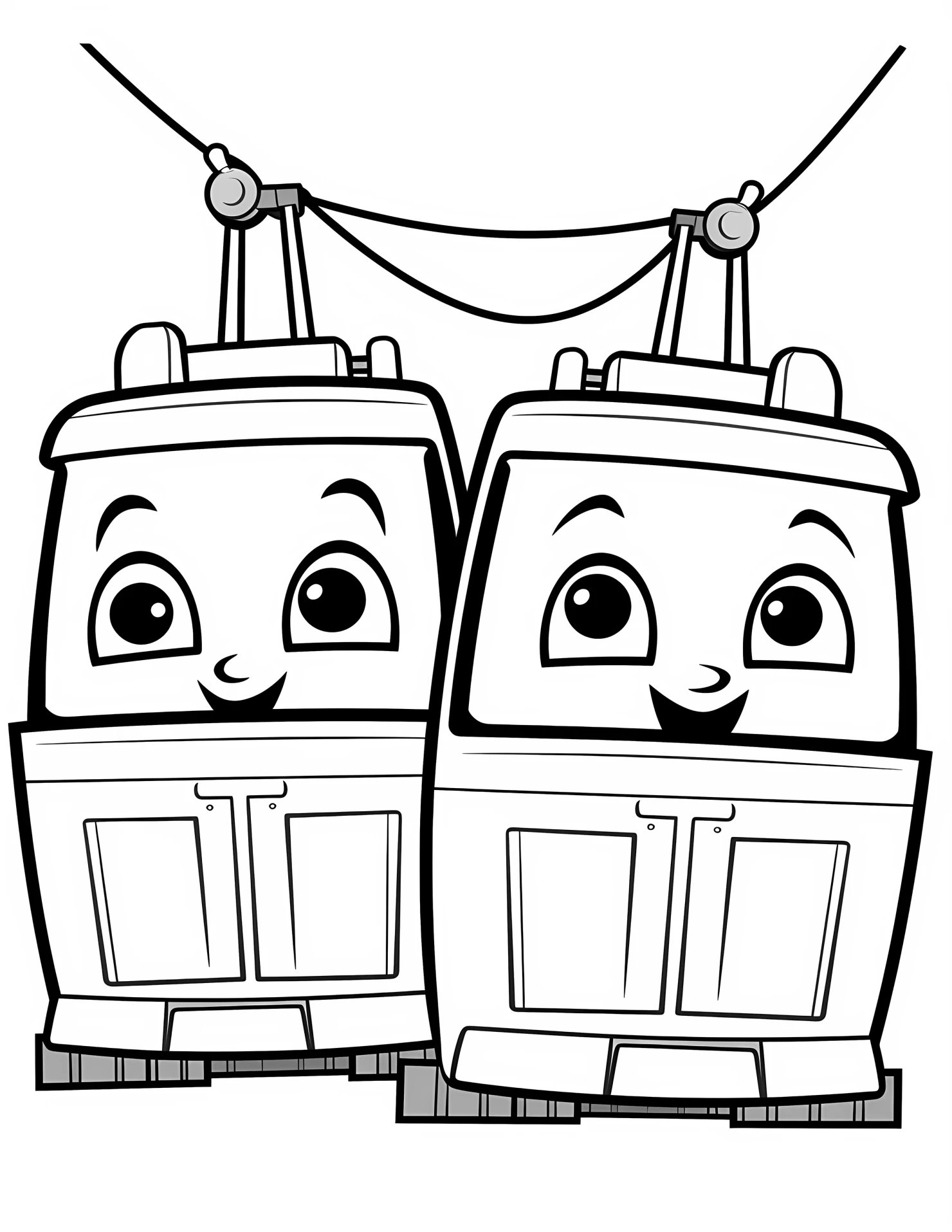 cable cars for kids coloring page on white color background #30837