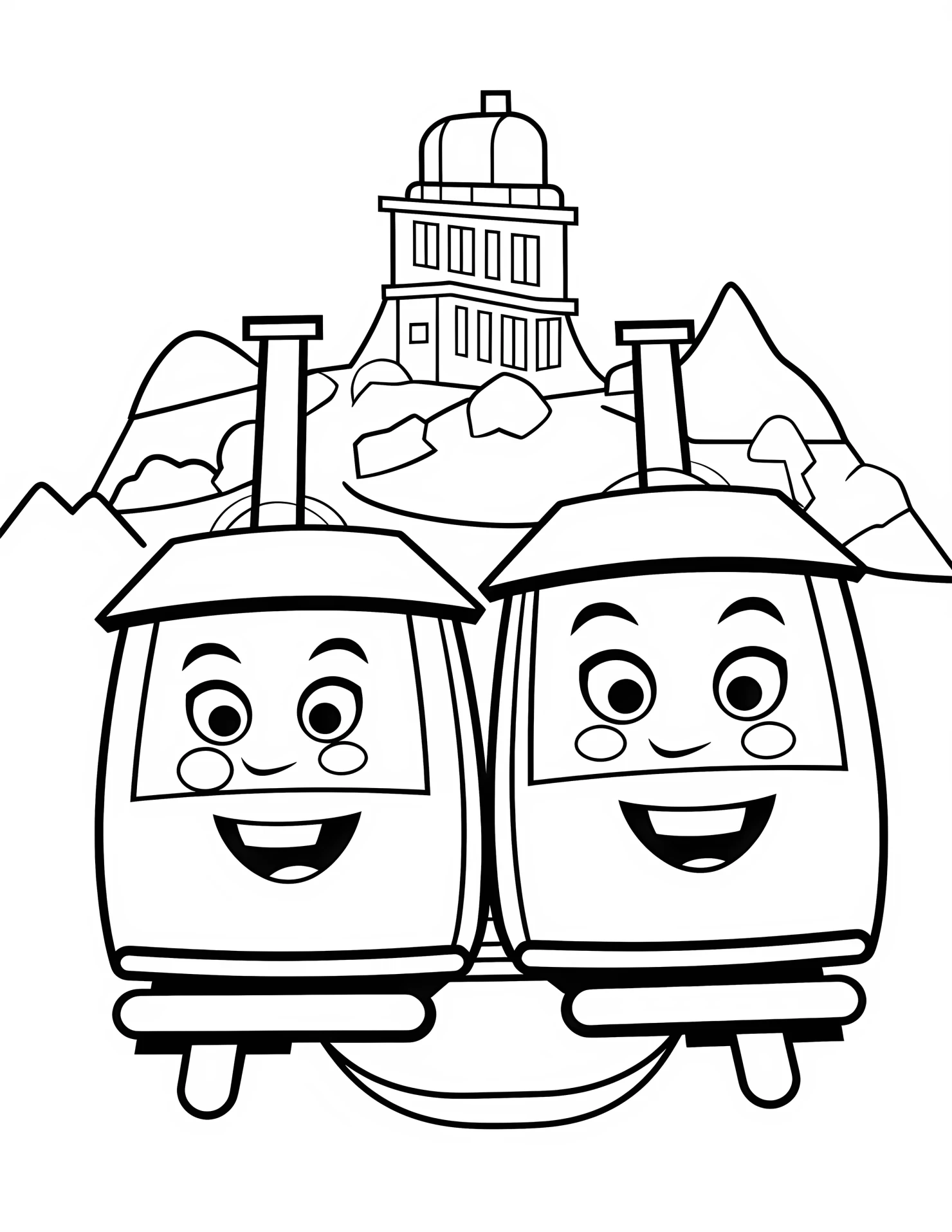 cable cars for kids coloring page on white color background #30839