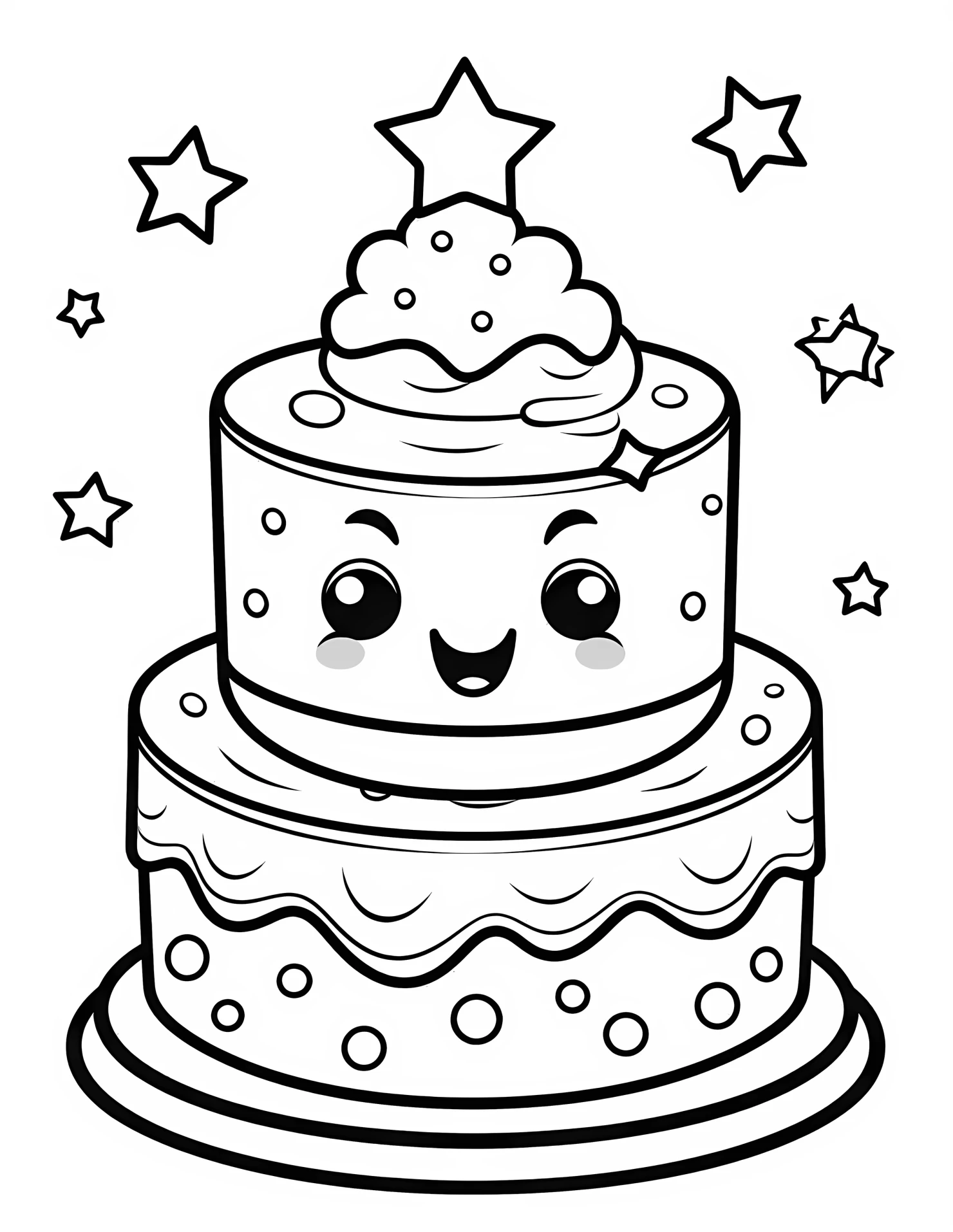 Cake for kids coloring page on white color background #30842