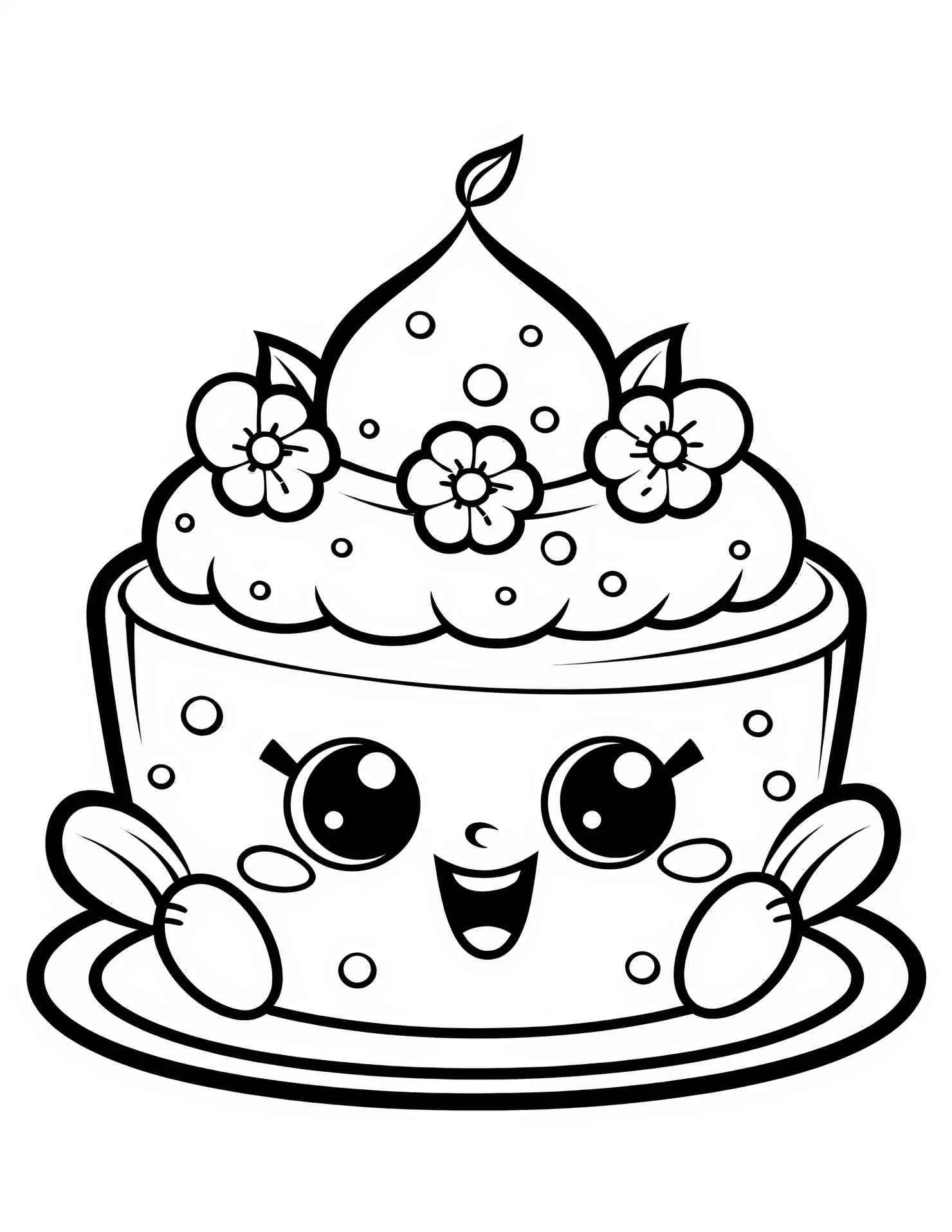 Cake for kids coloring page on white color background #30843