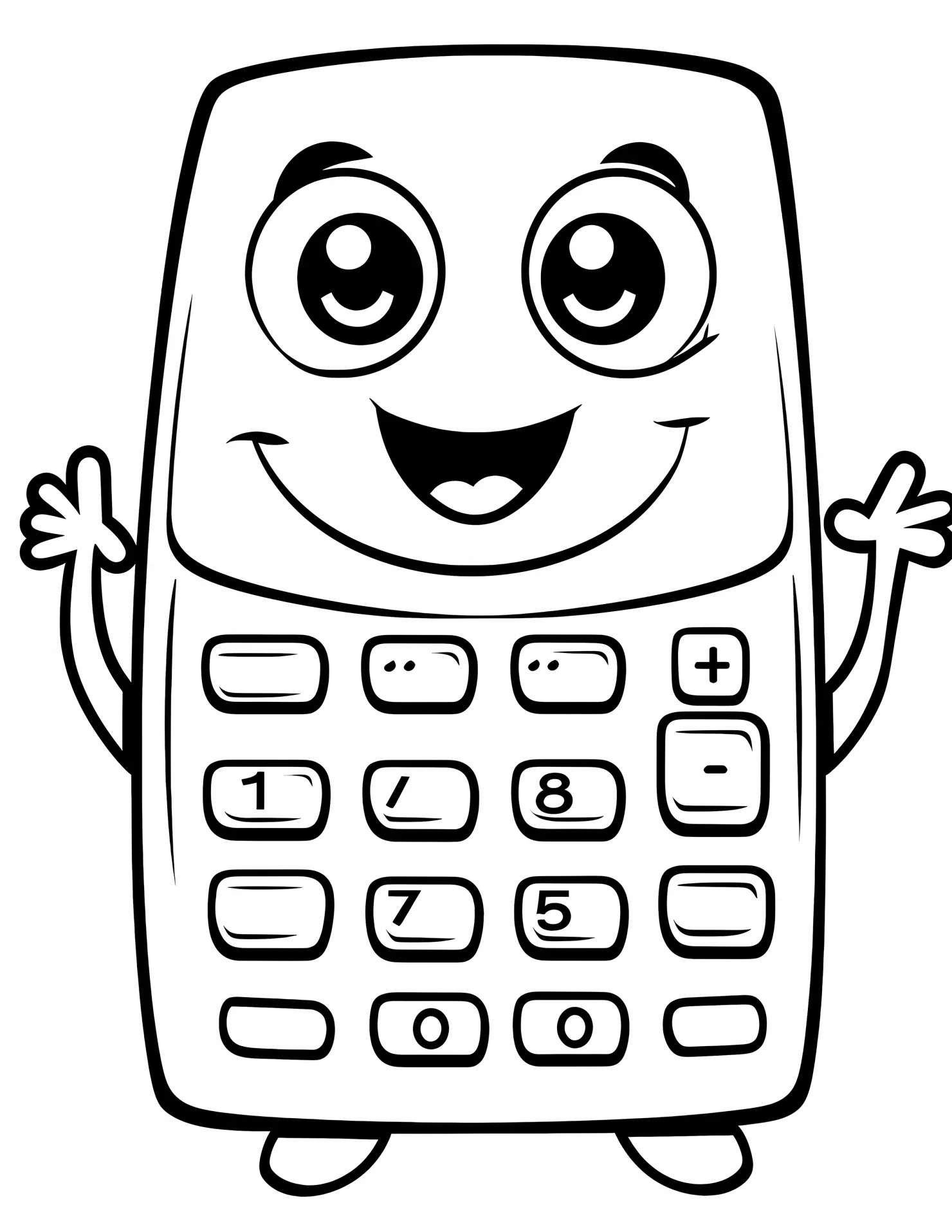 Calculator for kids coloring page on white color background #30844