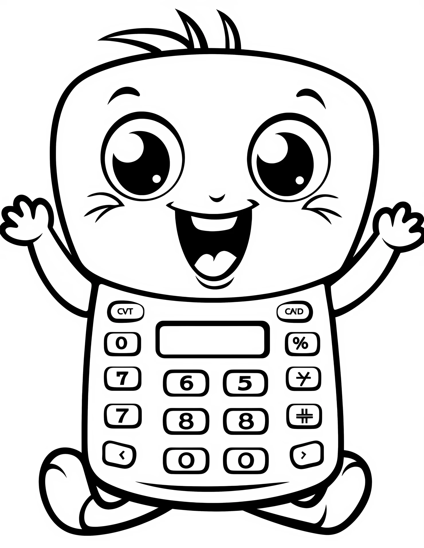 Calculator for kids coloring page on white color background #30845