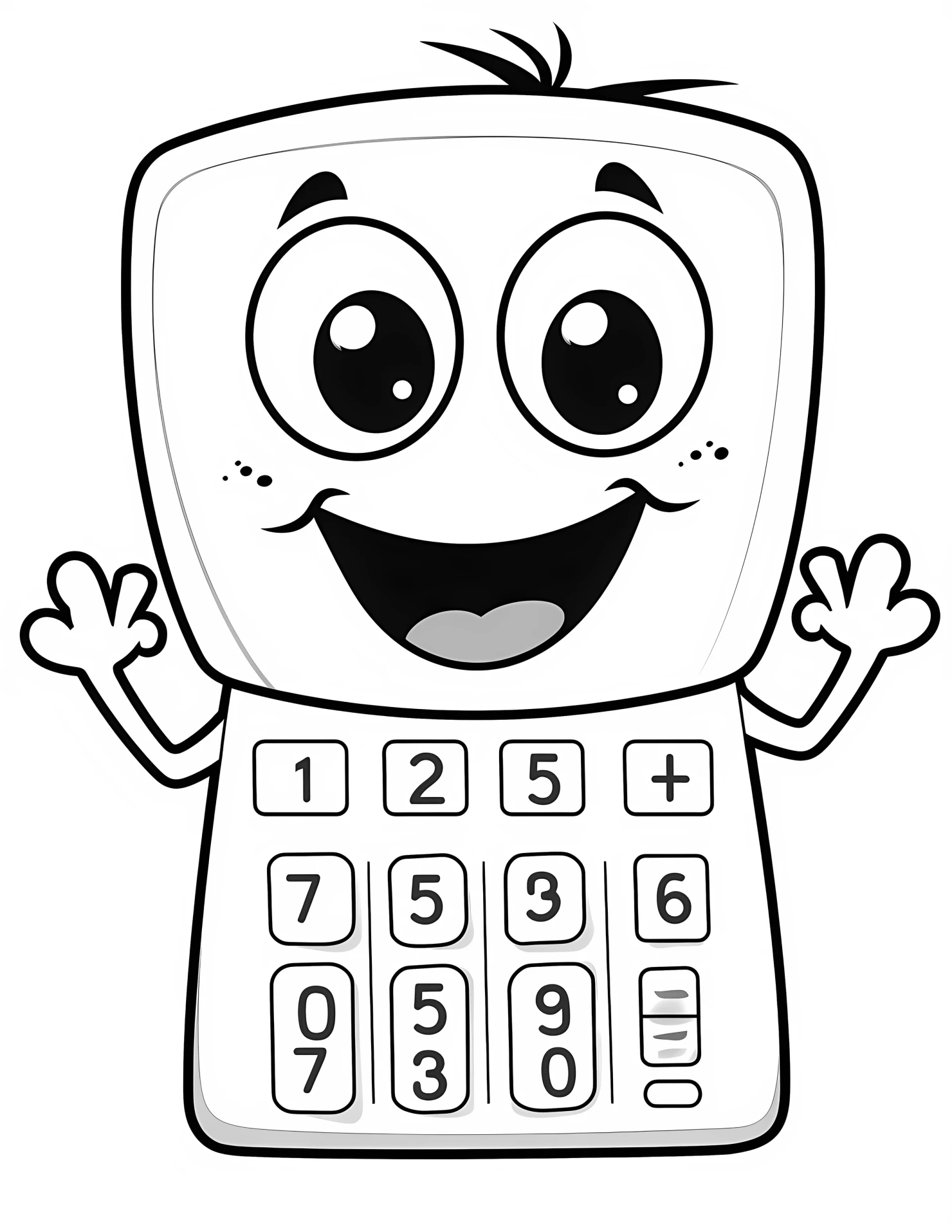 Calculator for kids coloring page on white color background #30846