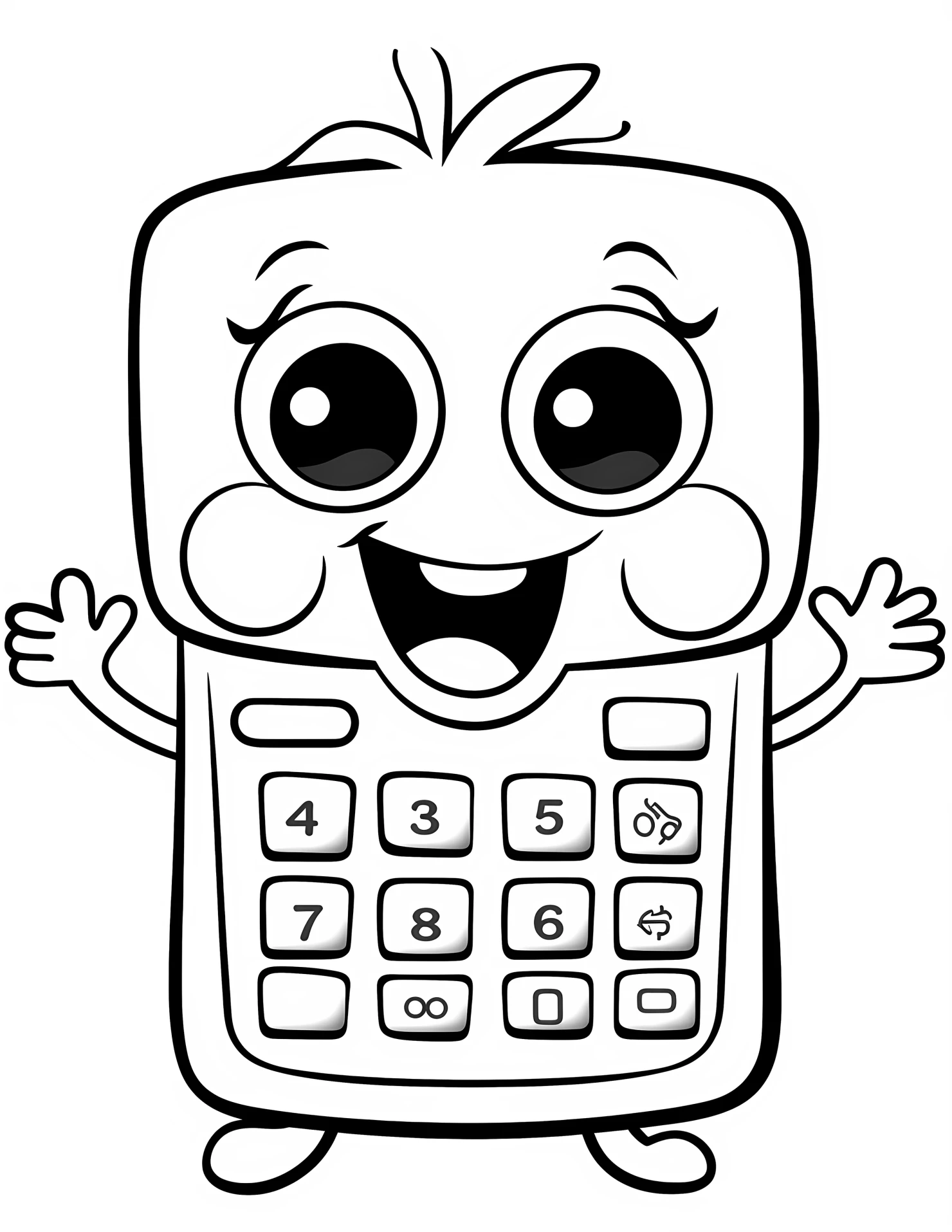 Calculator for kids coloring page on white color background #30847