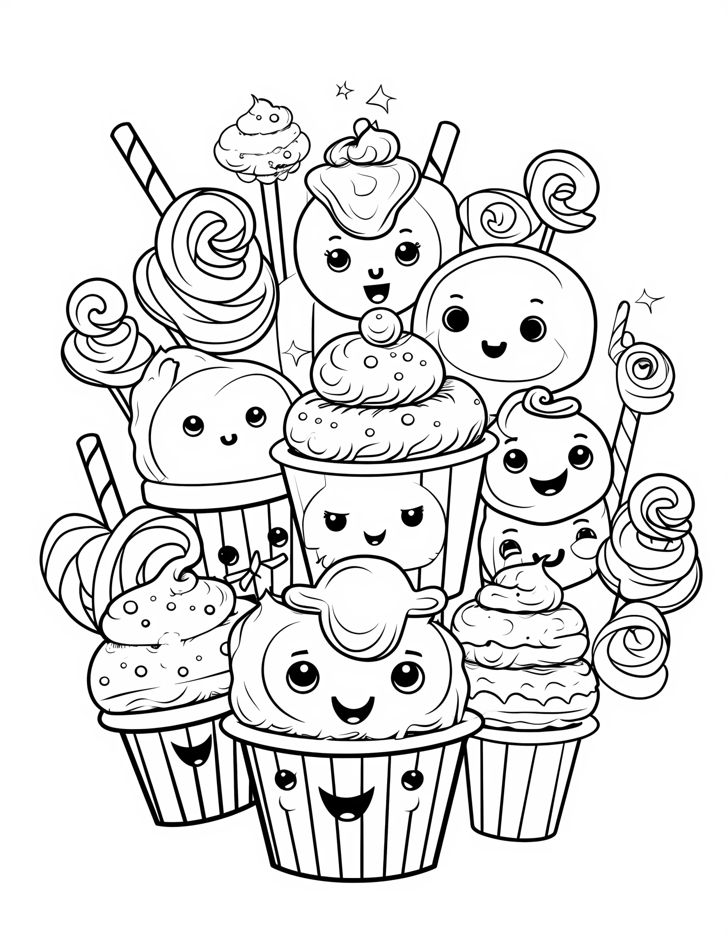 Candy for kids coloring page on white color background #30859