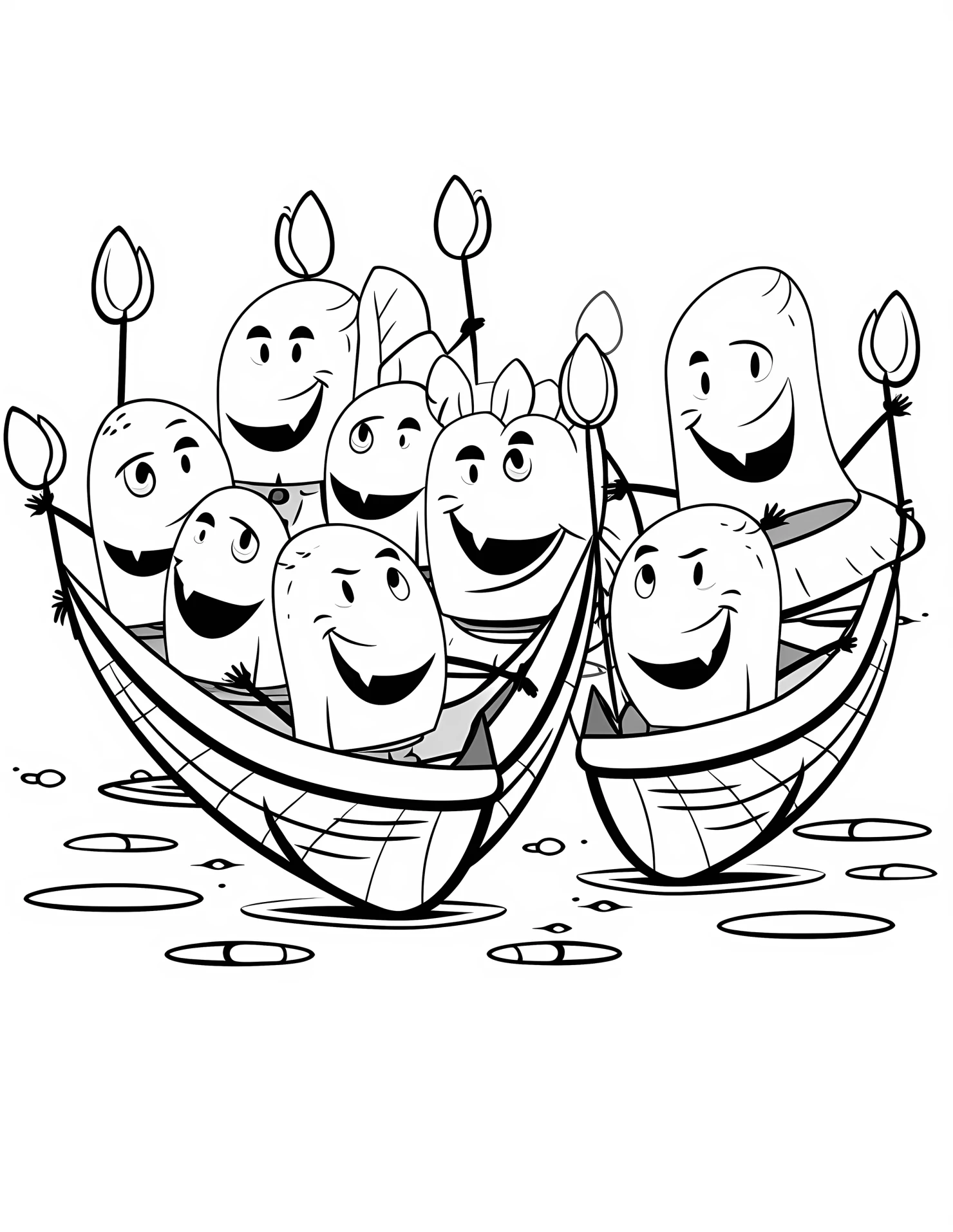 Canoes for kids coloring page on white color background #30865