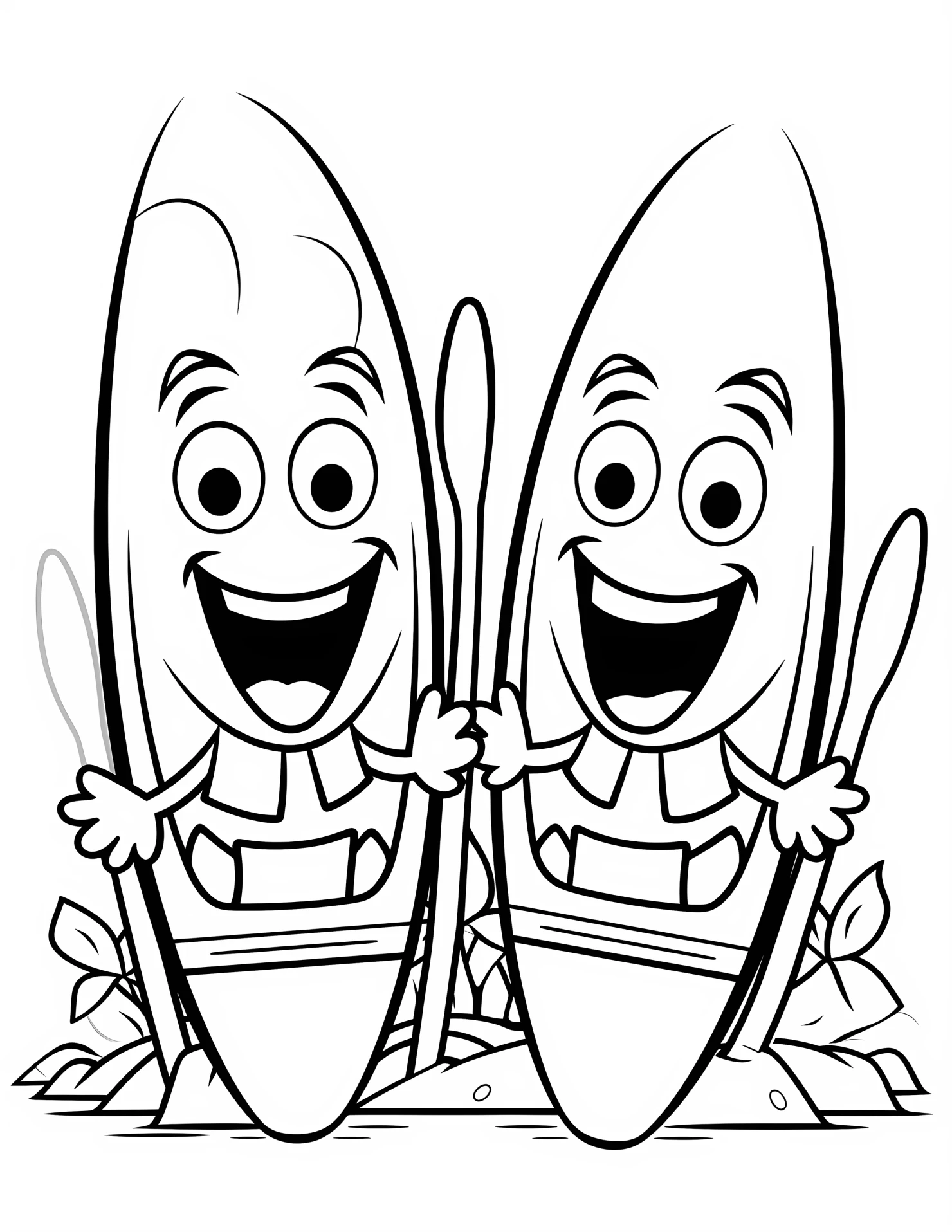Canoes for kids coloring page on white color background #30866