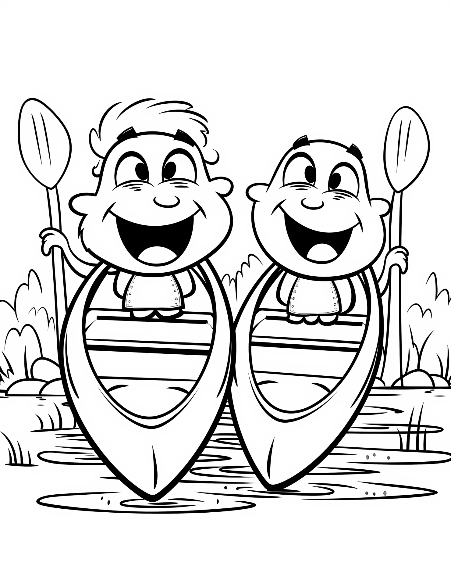 Canoes for kids coloring page on white color background #30868