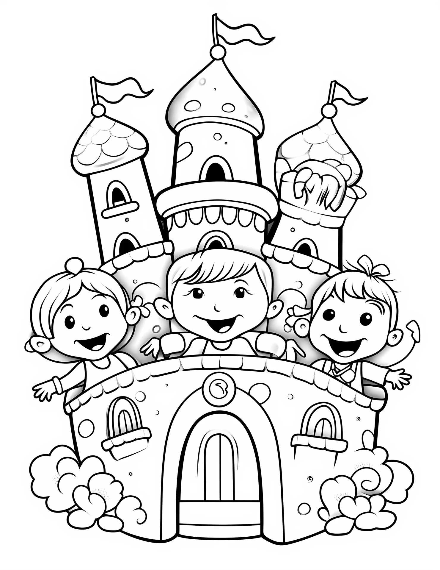 Castle for kids coloring page on white color background #30890