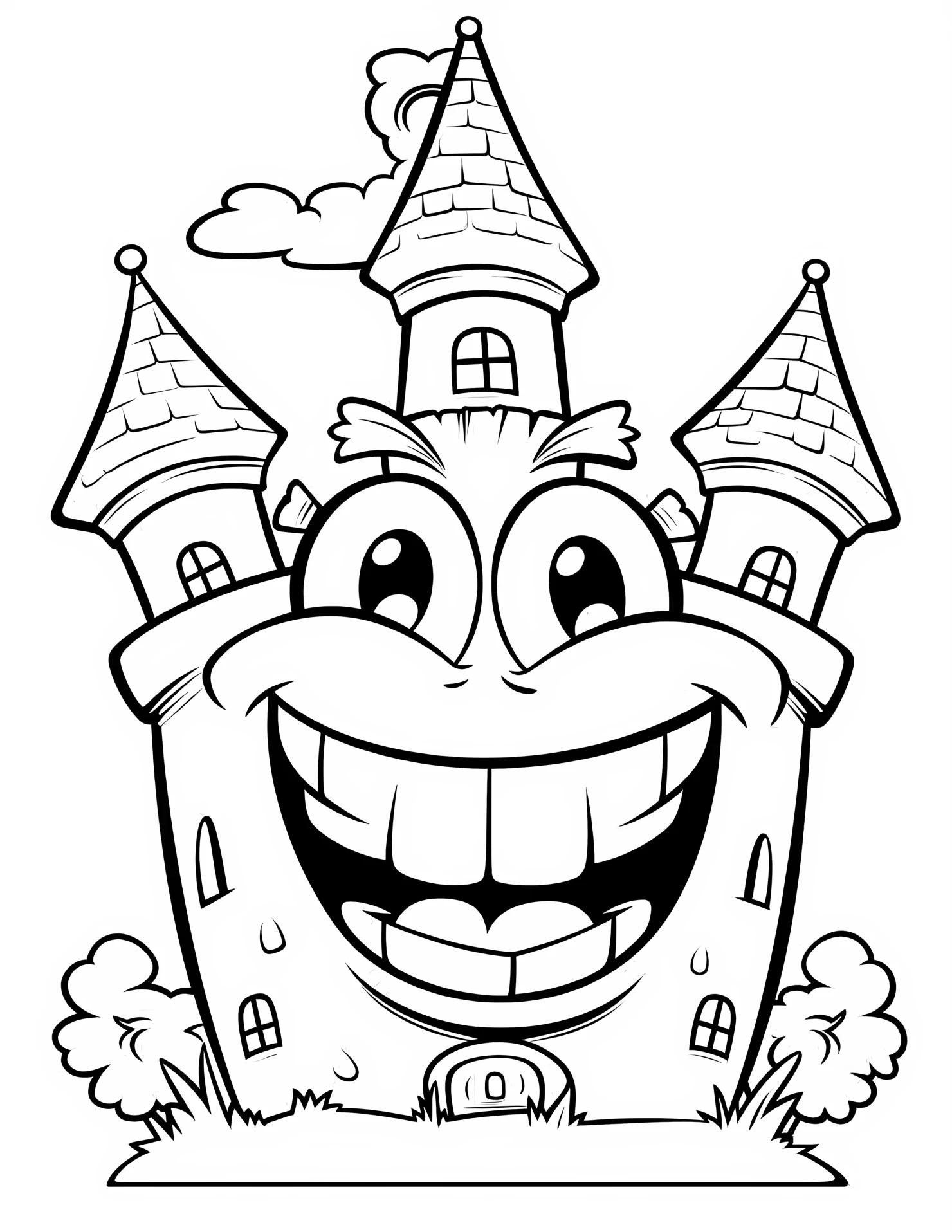 Castle for kids coloring page on white color background #30898