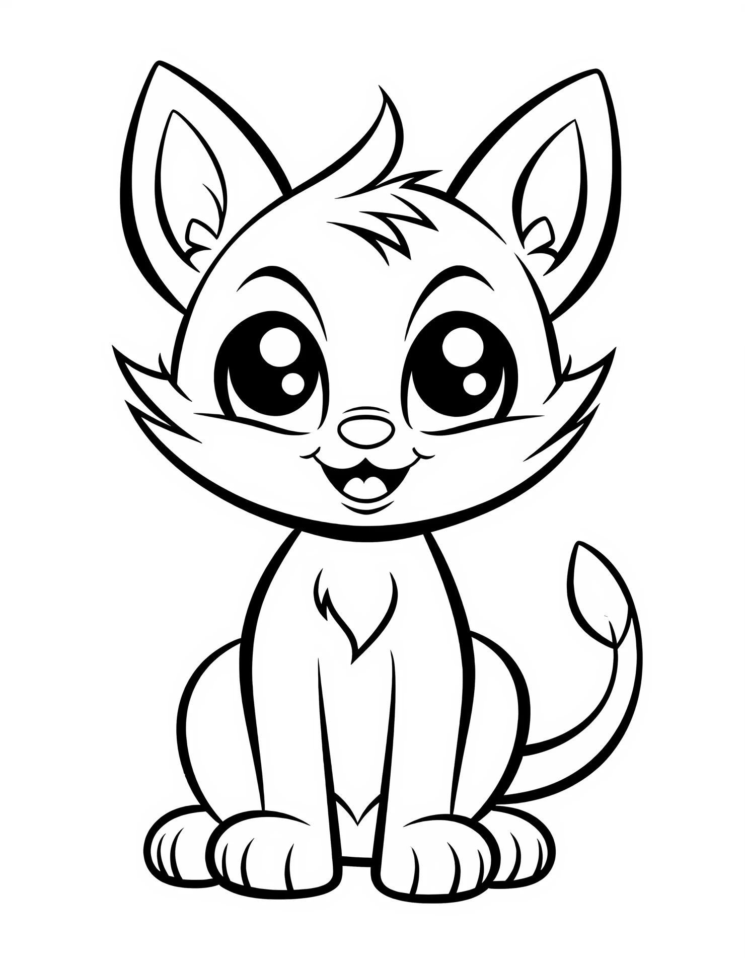 Cat for kids coloring page on white color background #30903
